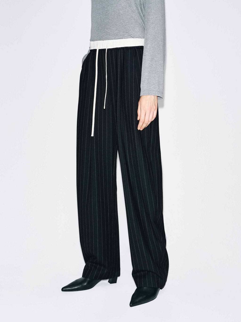 Pinstripe Drawstring Trousers