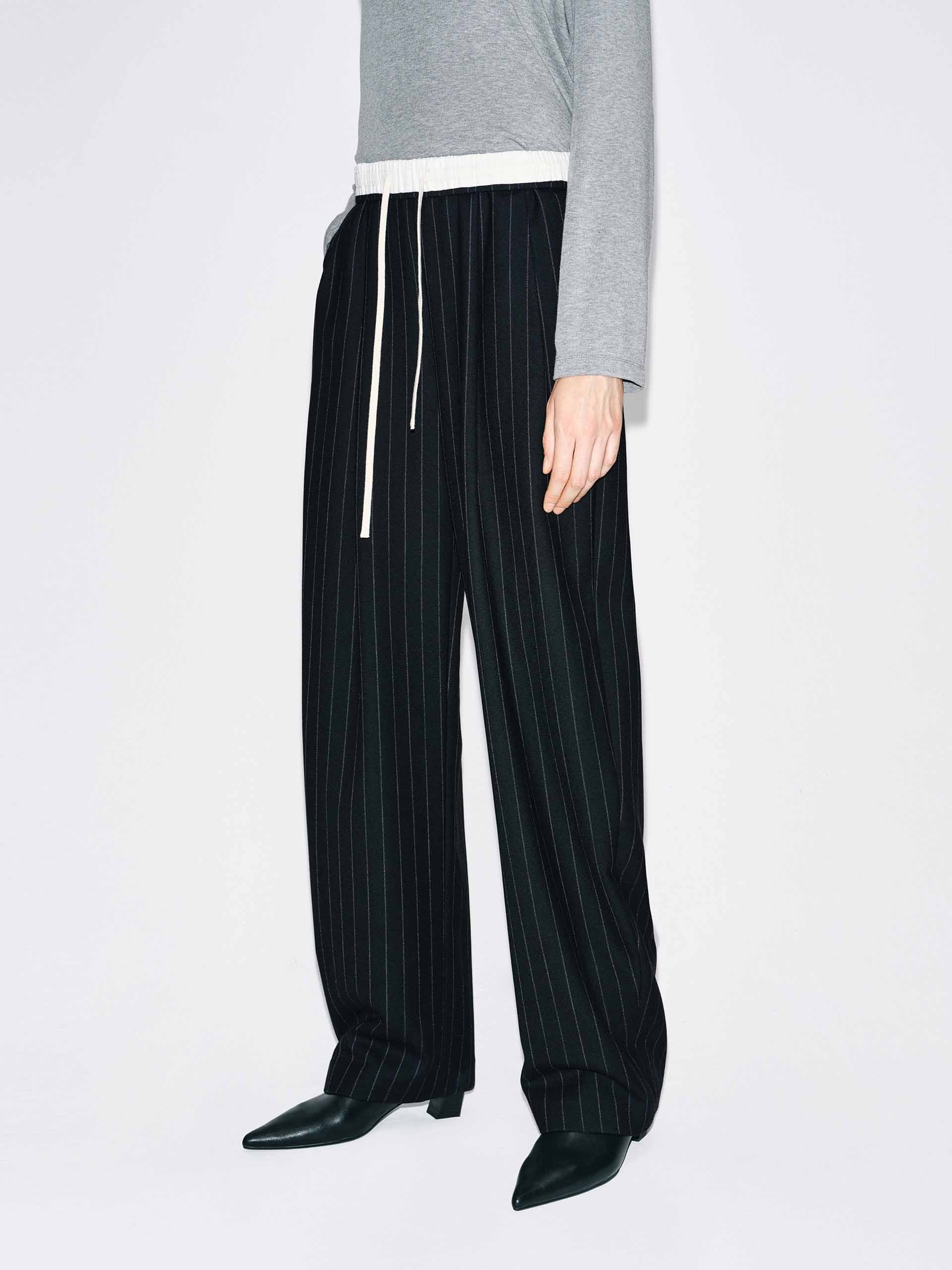Pinstripe Drawstring Trousers