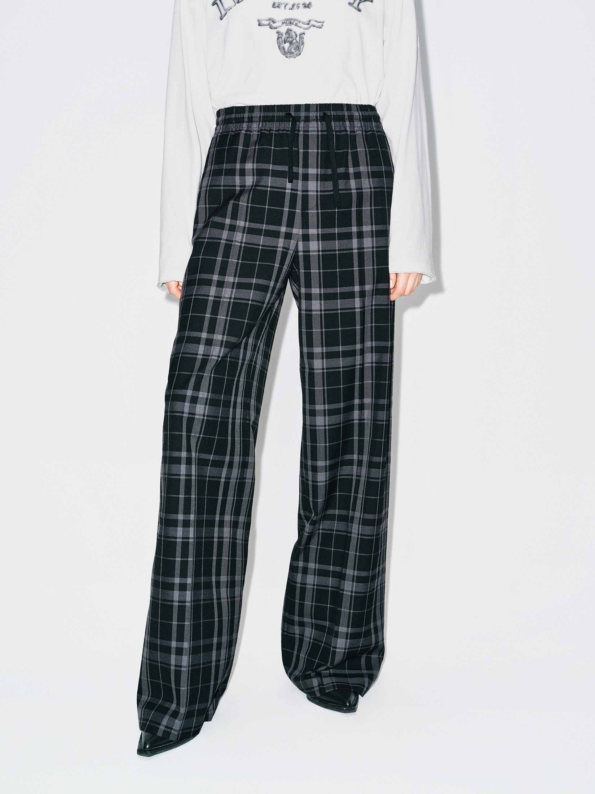 Plaid Drawstring Trousers