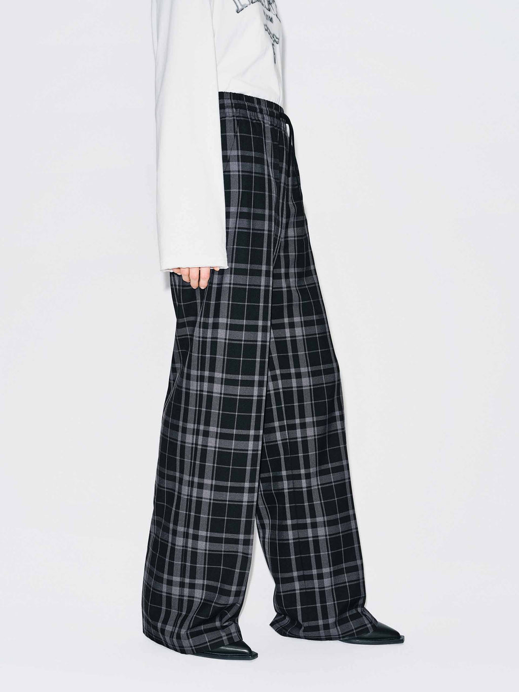 Plaid Drawstring Trousers