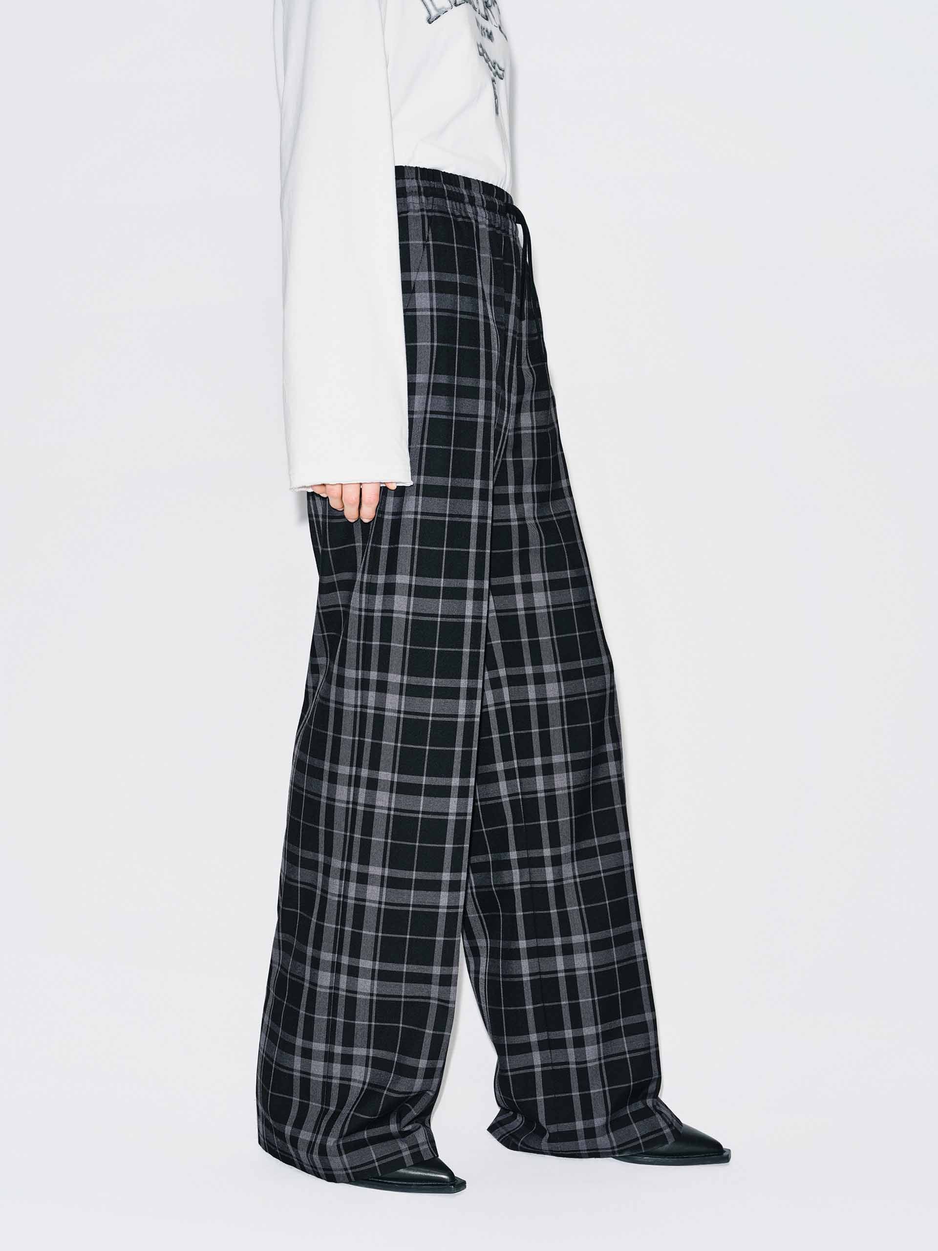 Plaid Drawstring Trousers