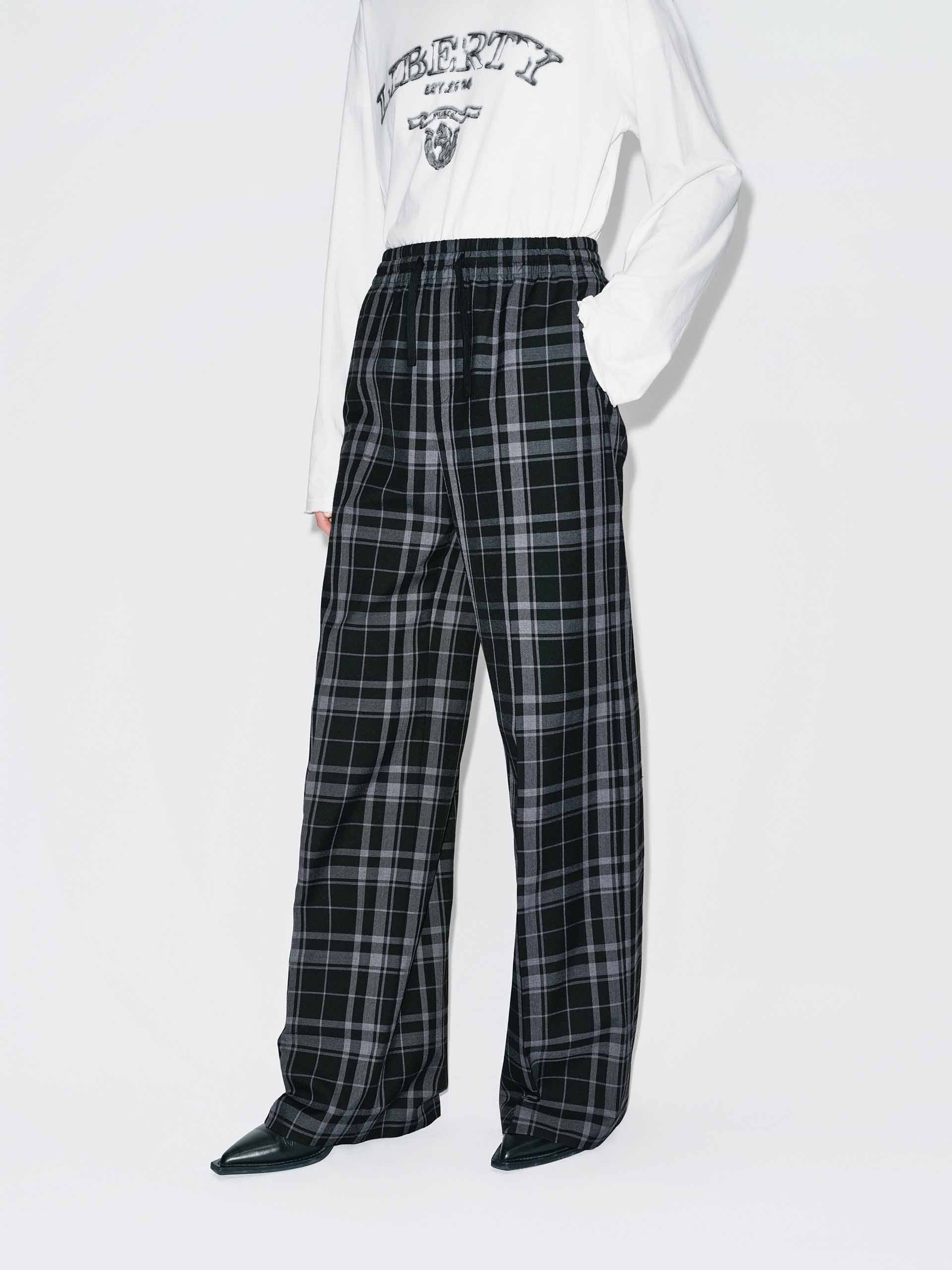 Plaid Drawstring Trousers