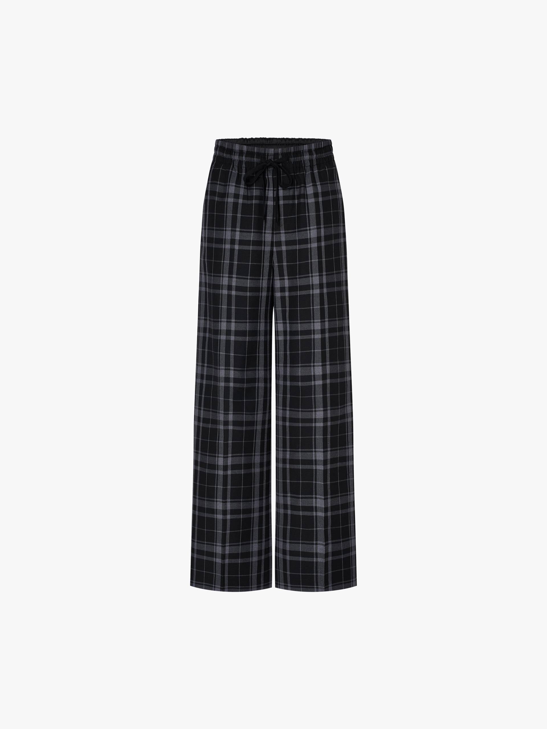 Plaid Drawstring Trousers