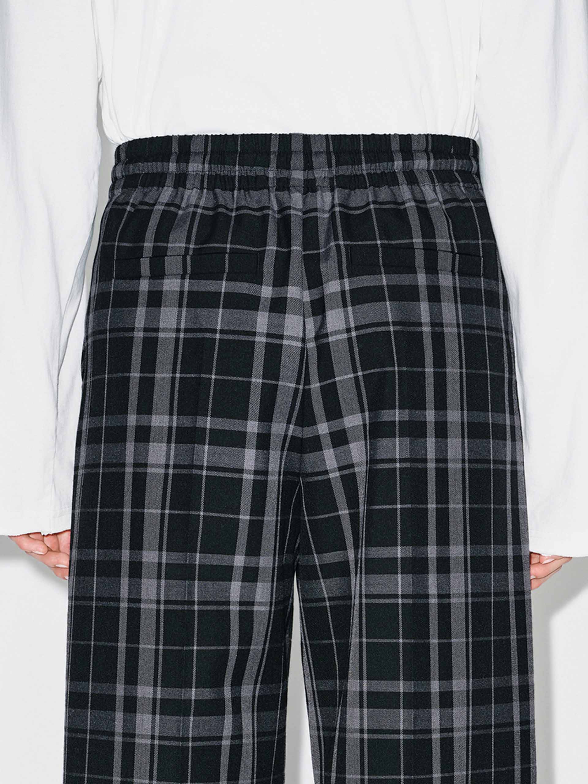 Plaid Drawstring Trousers