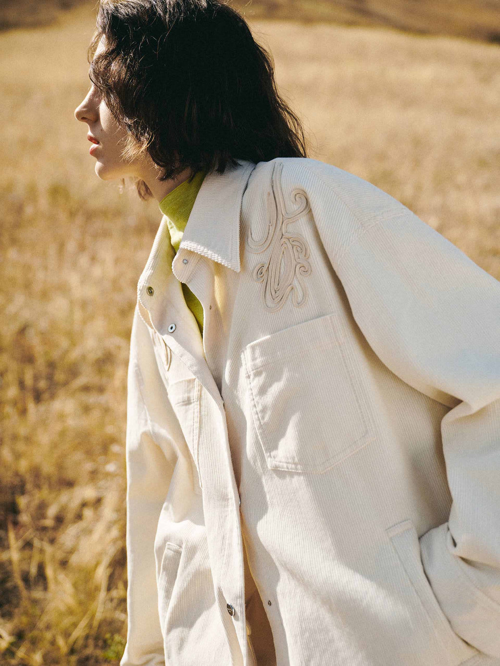 Embroidery Detail Corduroy Shirt