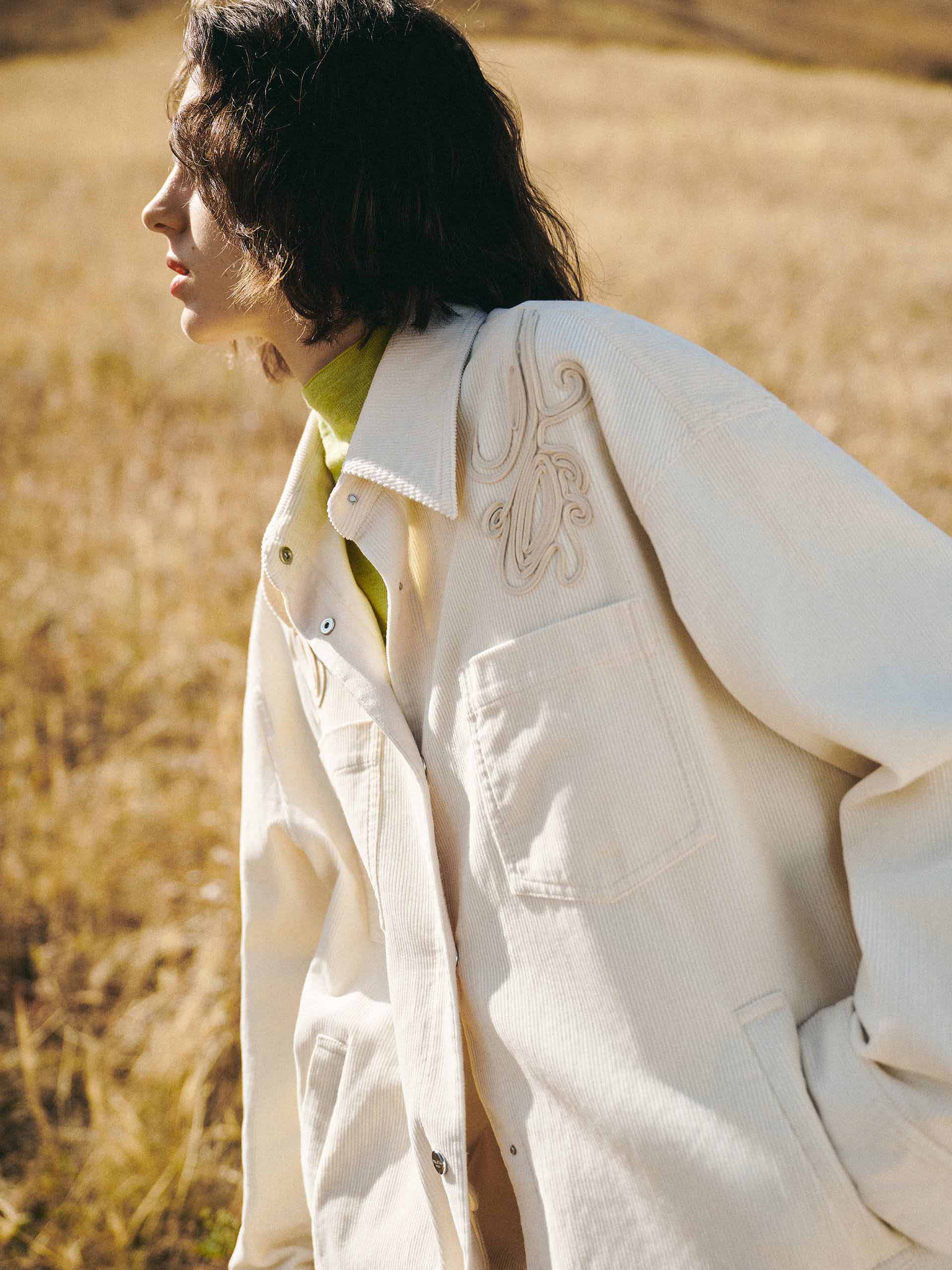 Embroidery Detail Corduroy Shirt