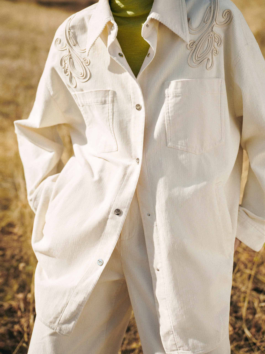 Embroidery Detail Corduroy Shirt