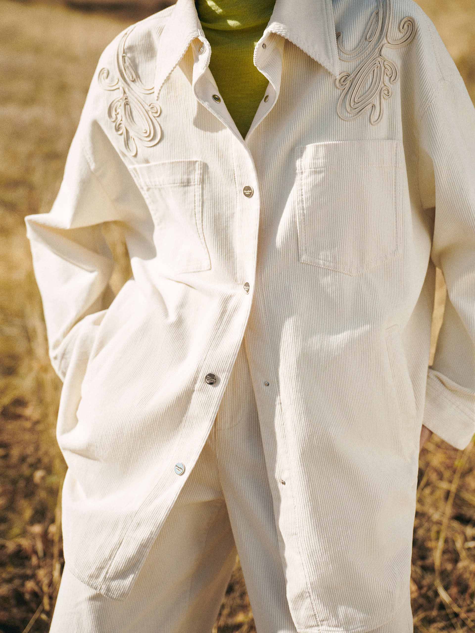 Embroidery Detail Corduroy Shirt