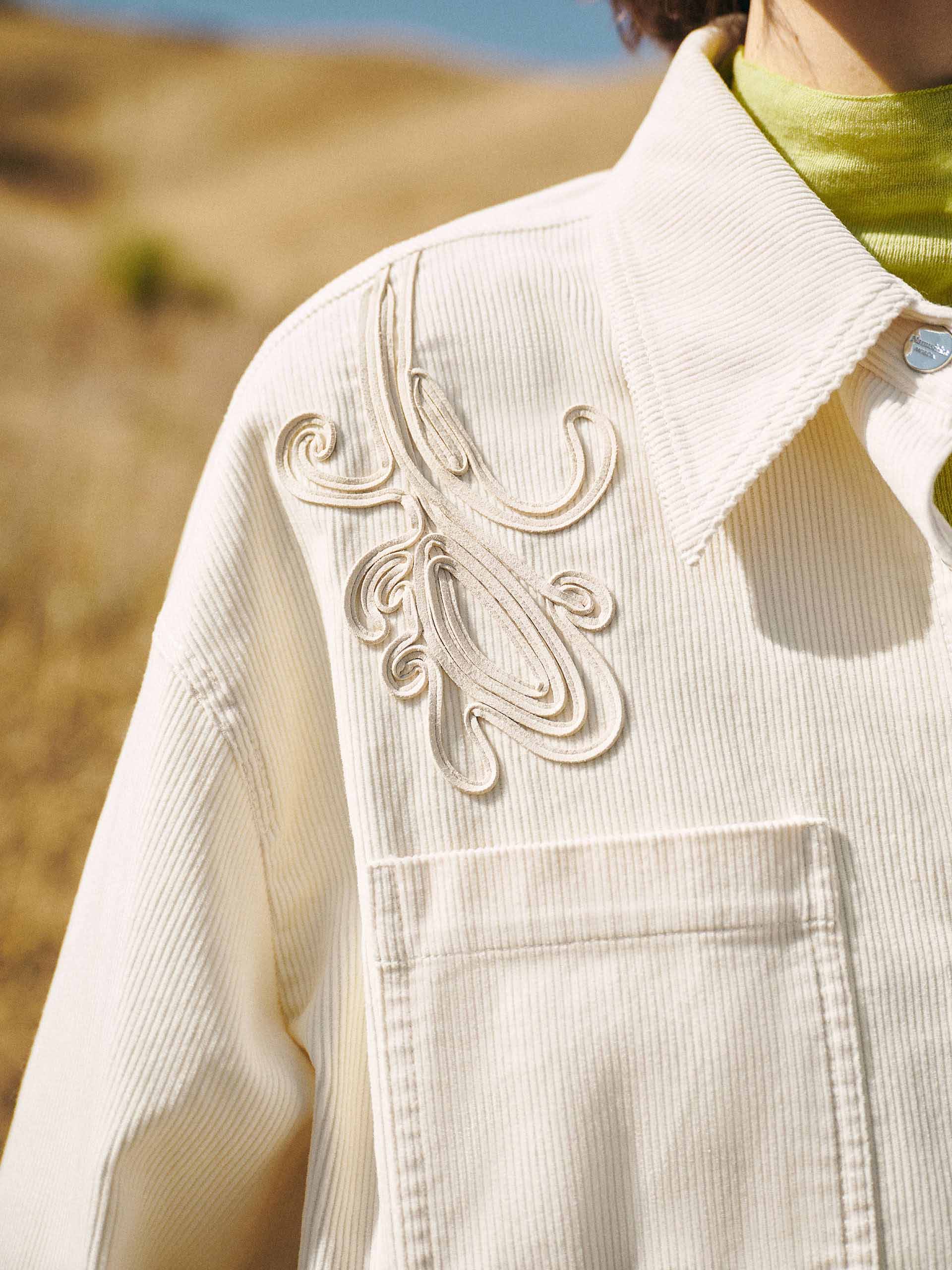 Embroidery Detail Corduroy Shirt