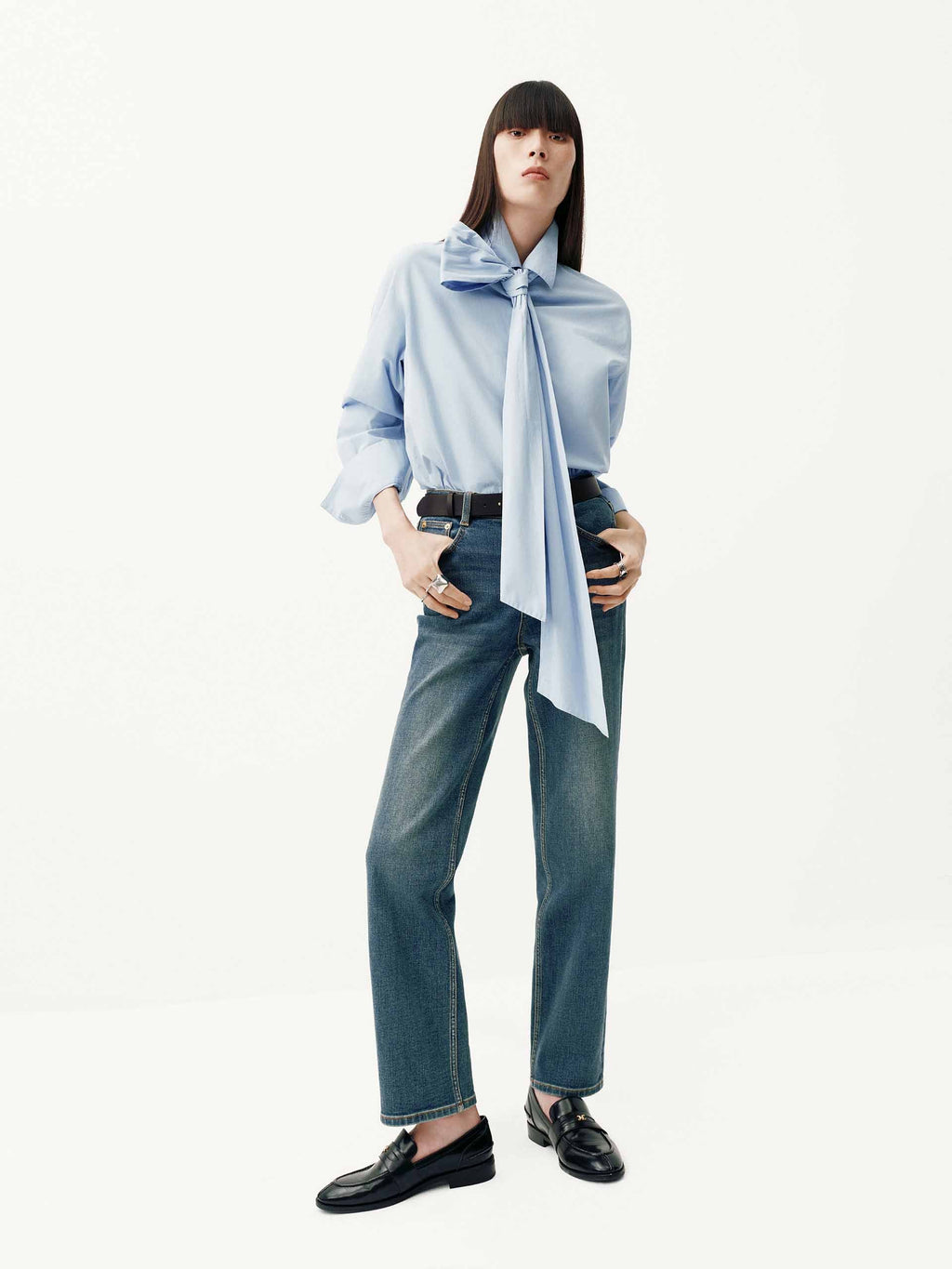 Necktie Detail Cotton Shirt