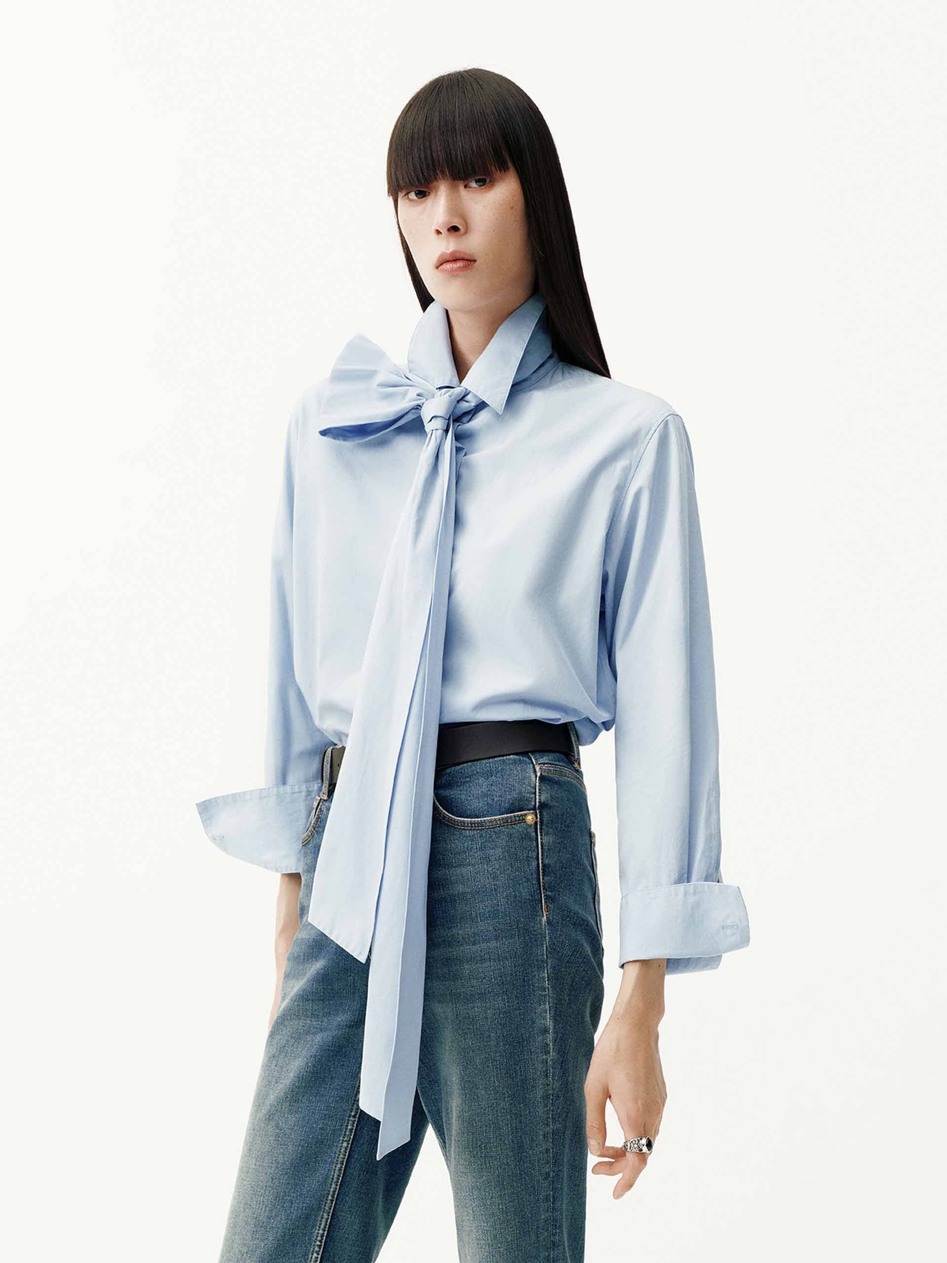 Necktie Detail Cotton Shirt