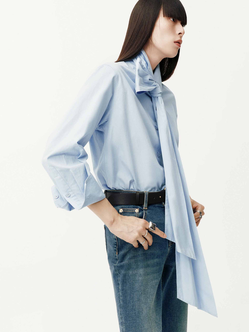 Necktie Detail Cotton Shirt