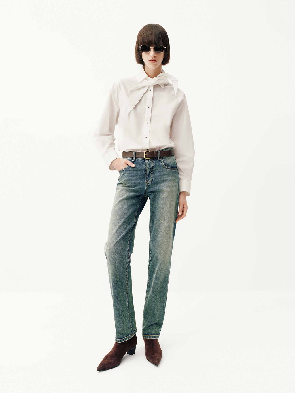 Necktie Detail Cotton Shirt