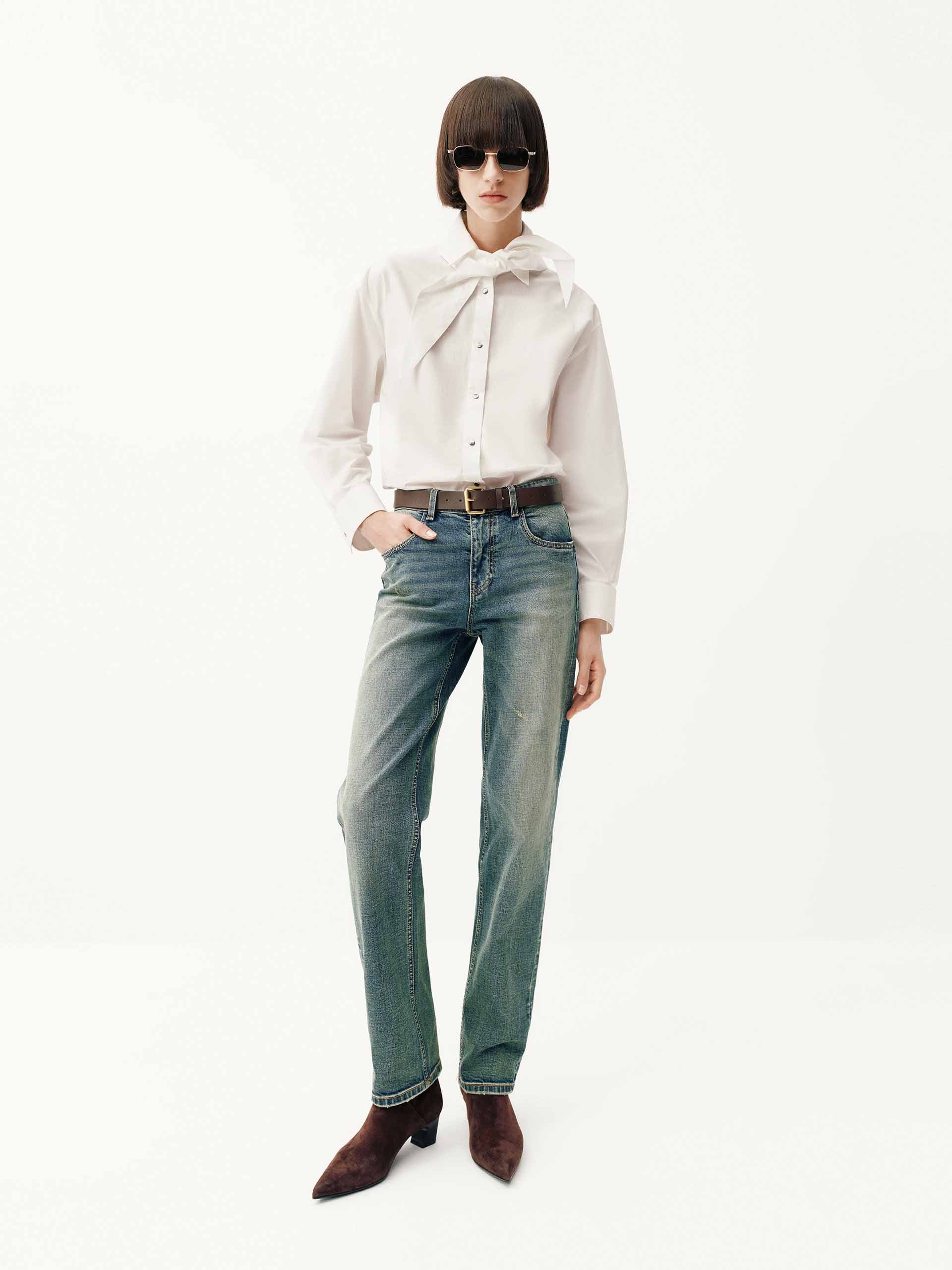 Necktie Detail Cotton Shirt