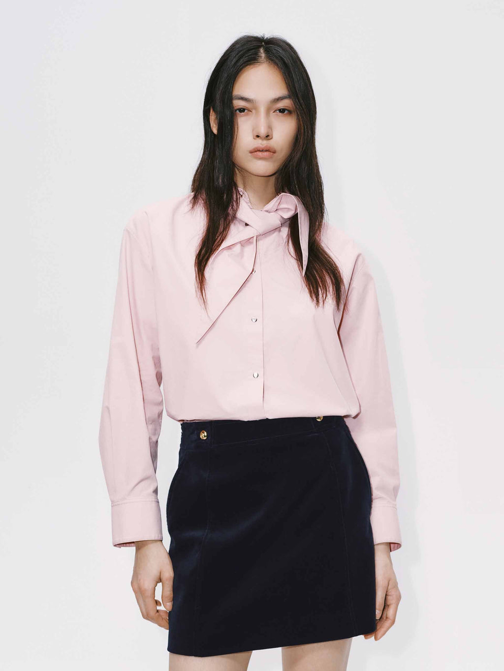 Necktie Detail Cotton Shirt