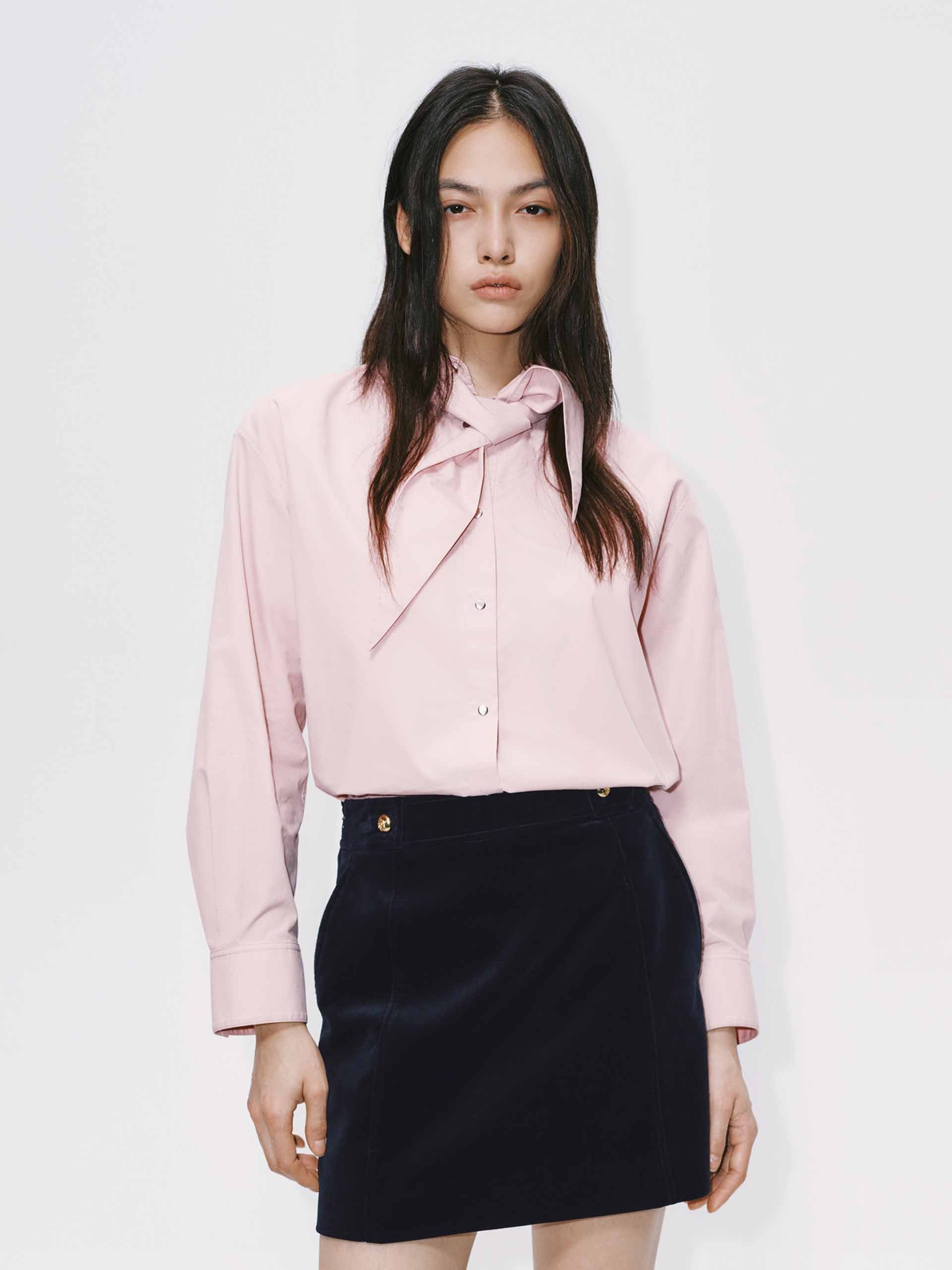 Necktie Detail Cotton Shirt