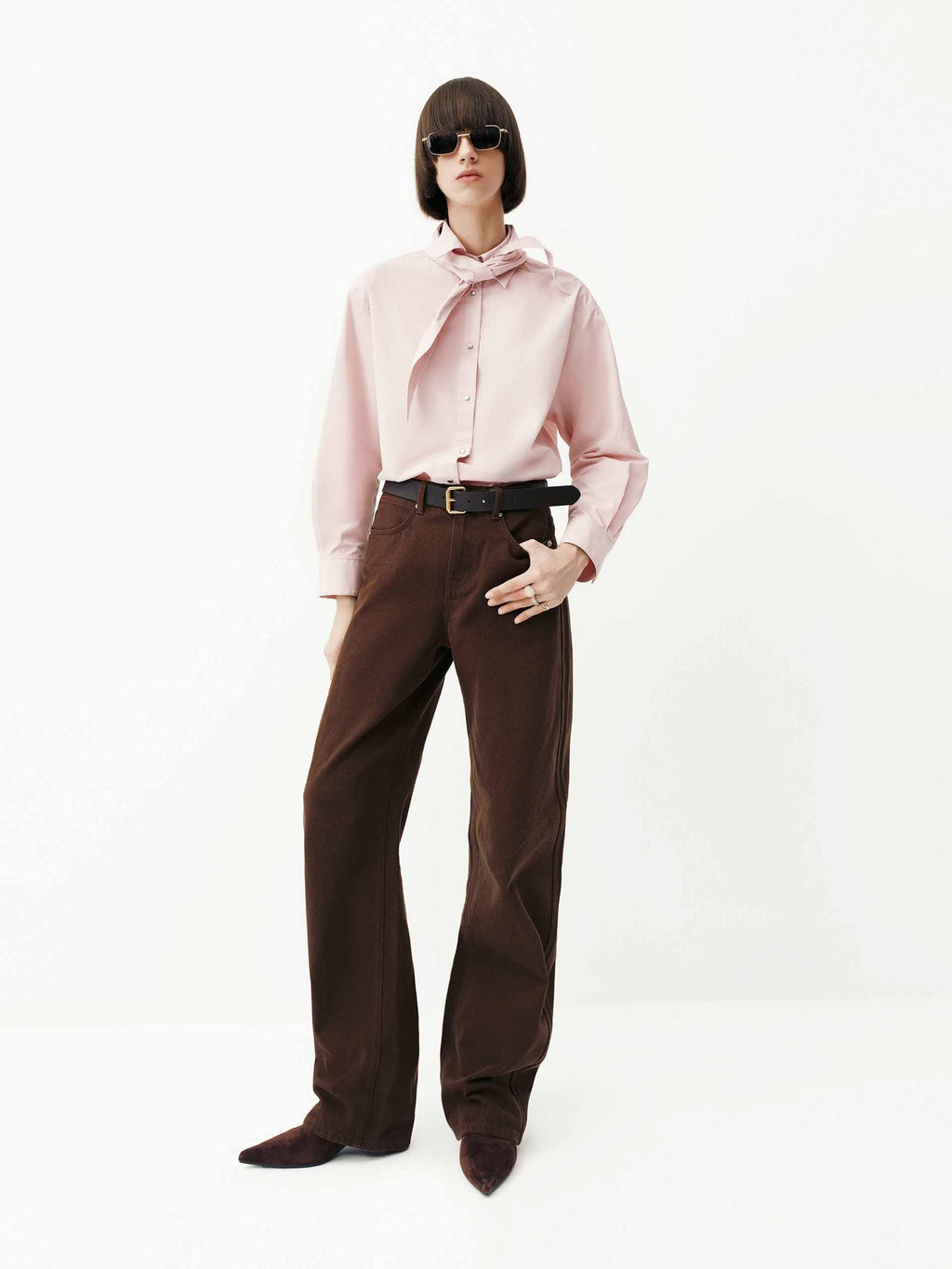 Necktie Detail Cotton Shirt