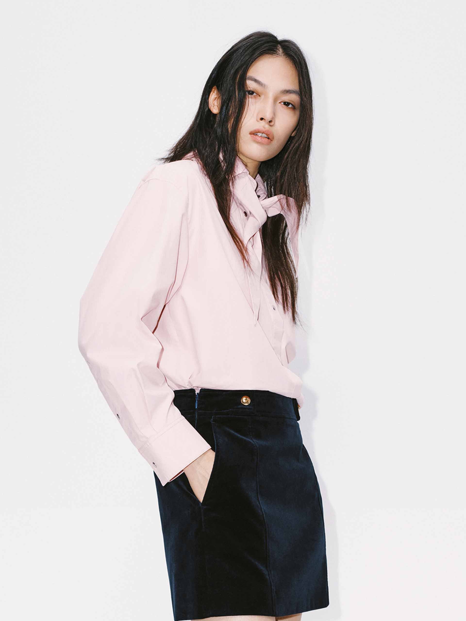 Necktie Detail Cotton Shirt