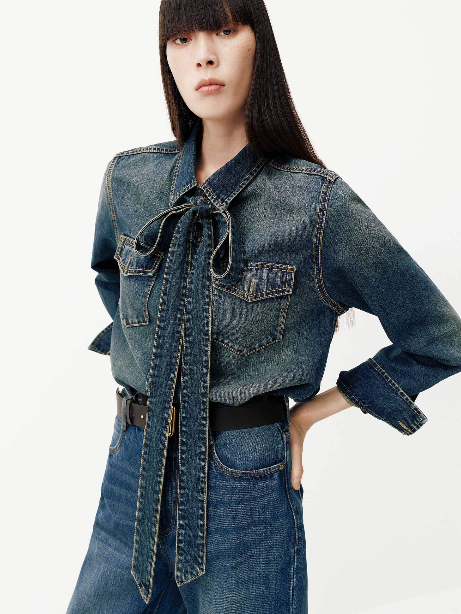 Include Necktie Denim Shirt