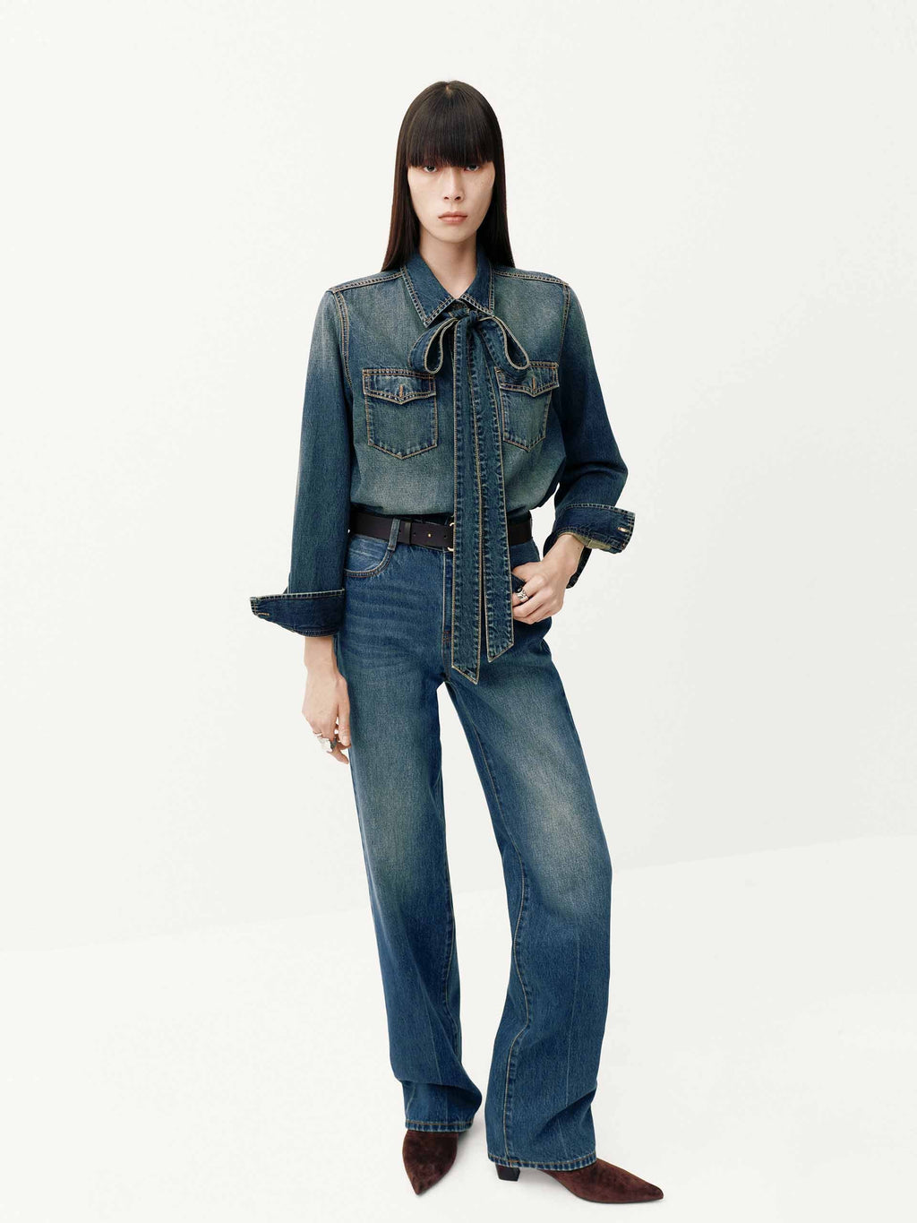 Include Necktie Denim Shirt
