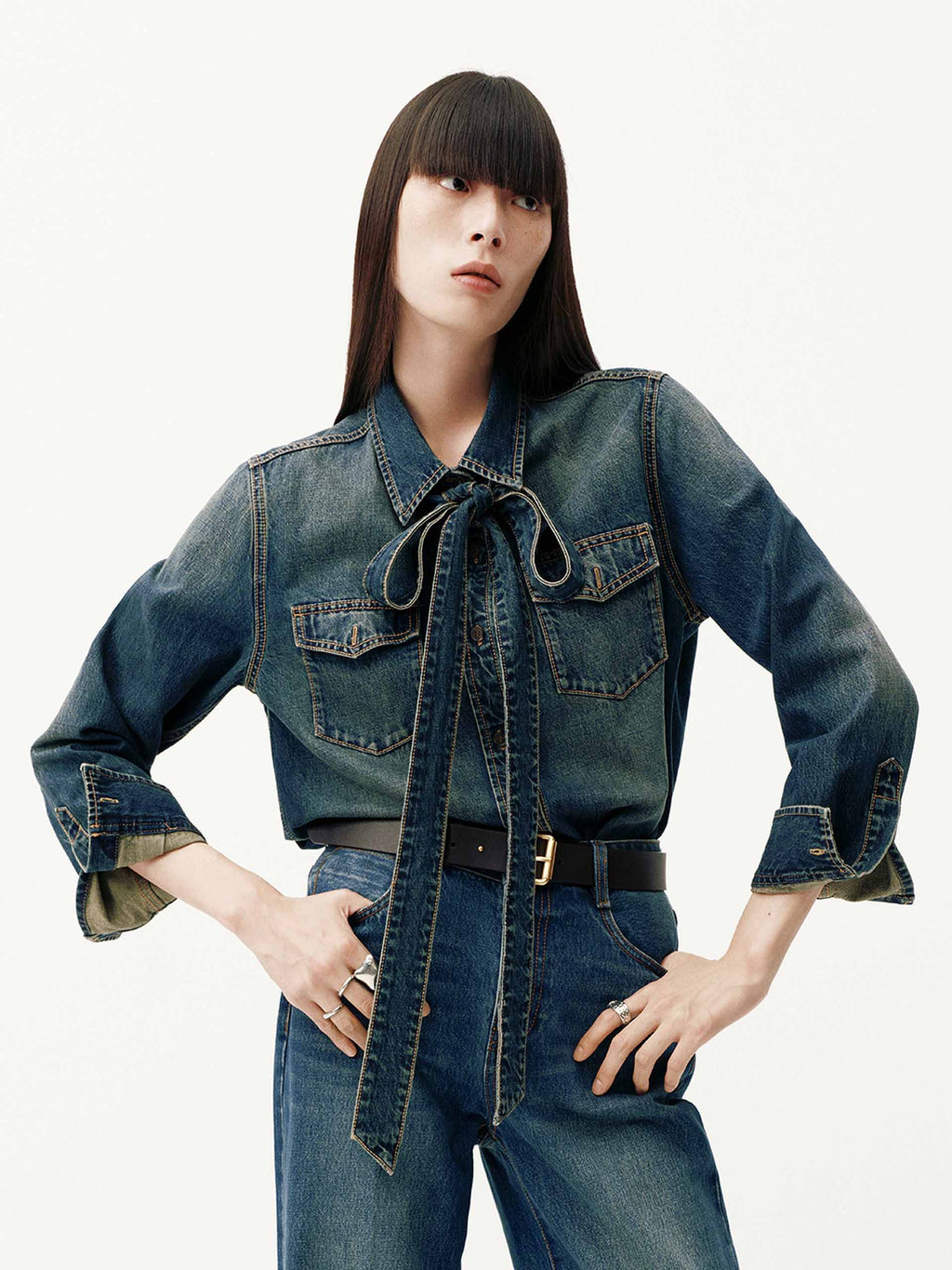 Include Necktie Denim Shirt