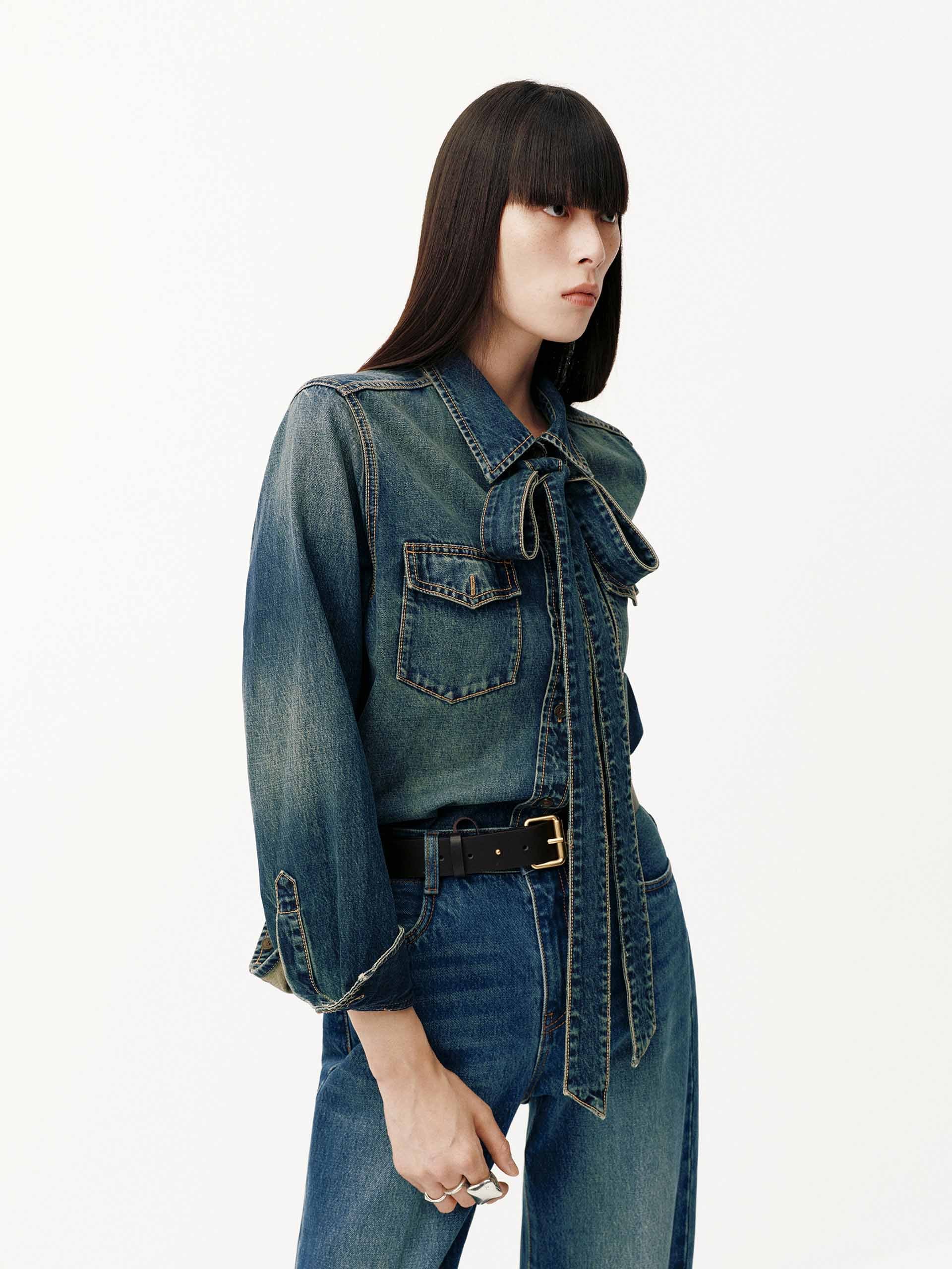 Include Necktie Denim Shirt