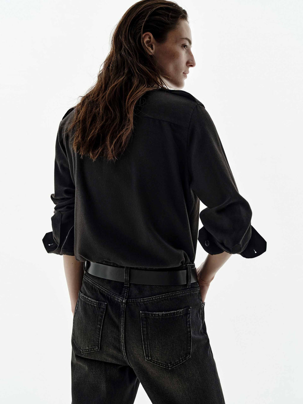 Wool Blend Military Style Shirt