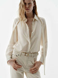 Necktie Detail Silk Shirt
