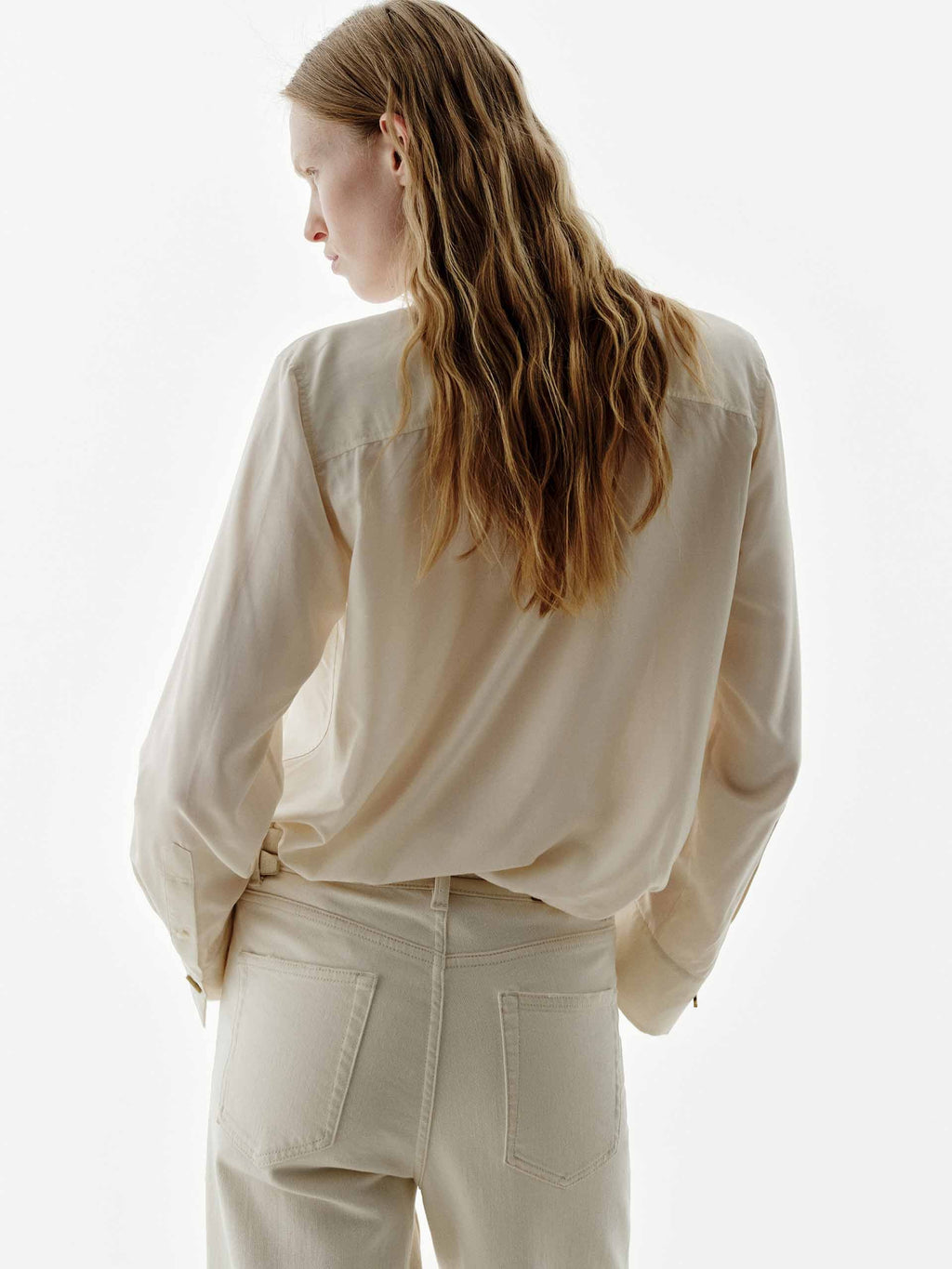 Necktie Detail Silk Shirt