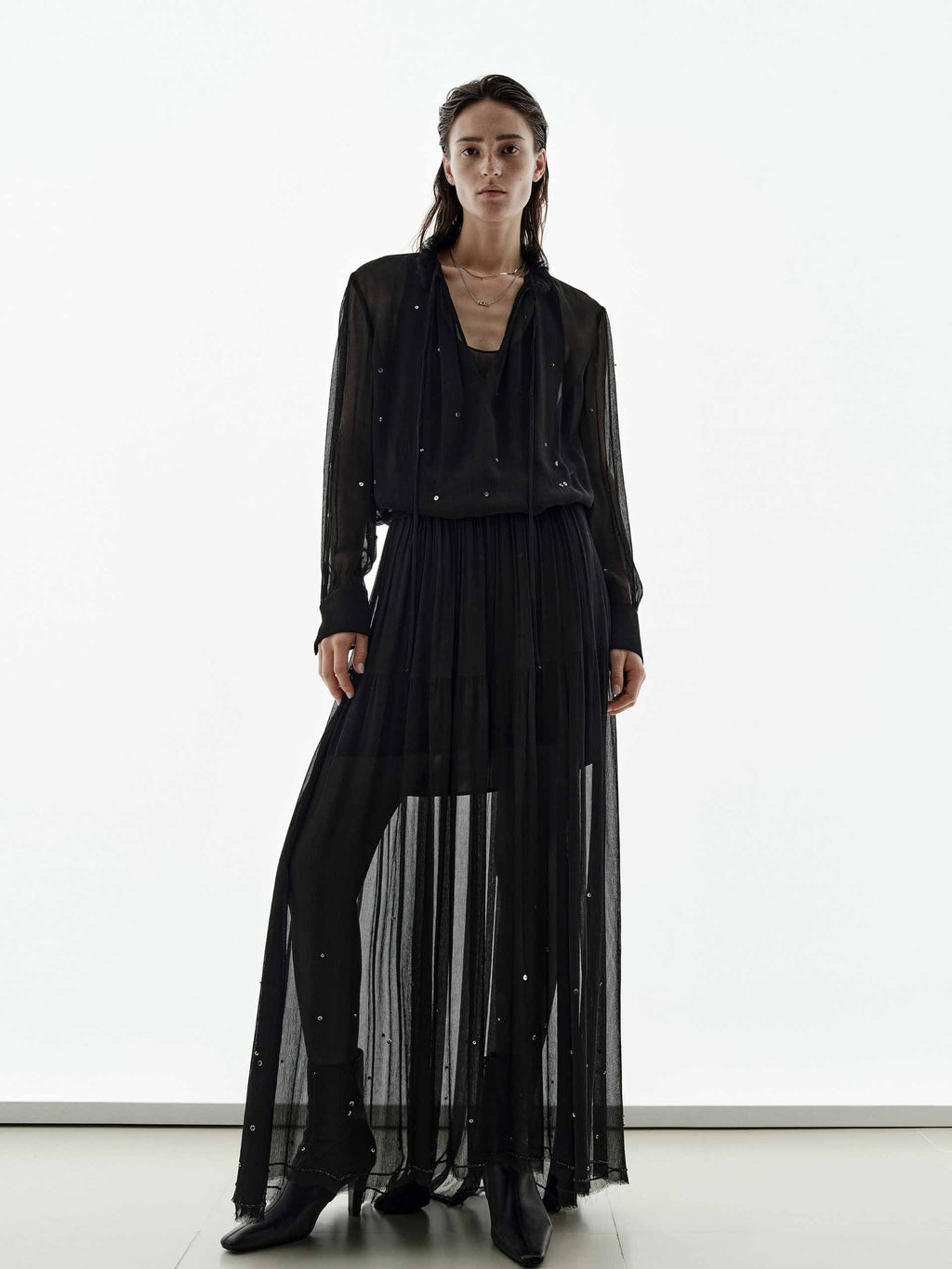 Sequin Semi-transparent Shirt