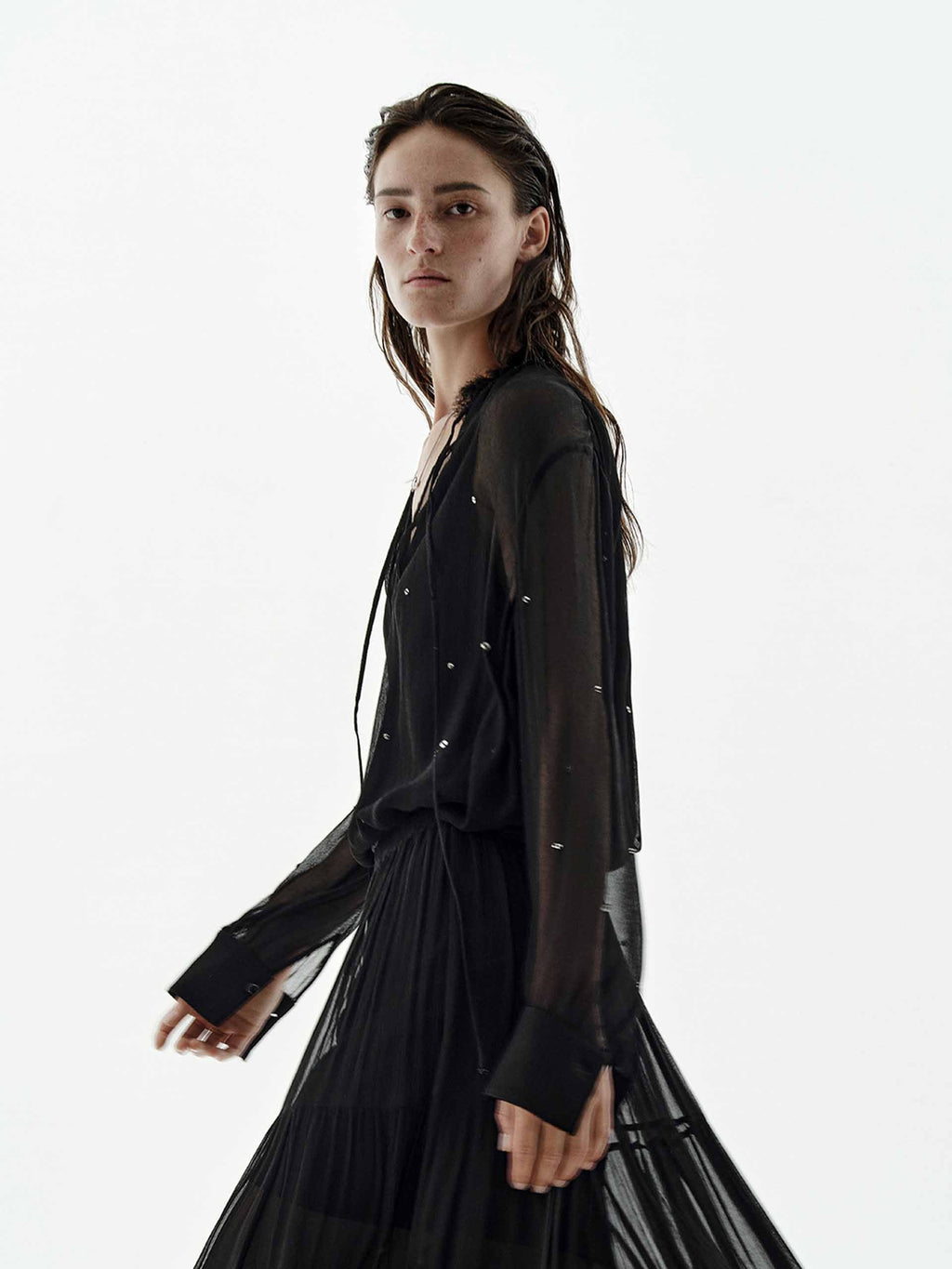 Sequin Semi-transparent Shirt