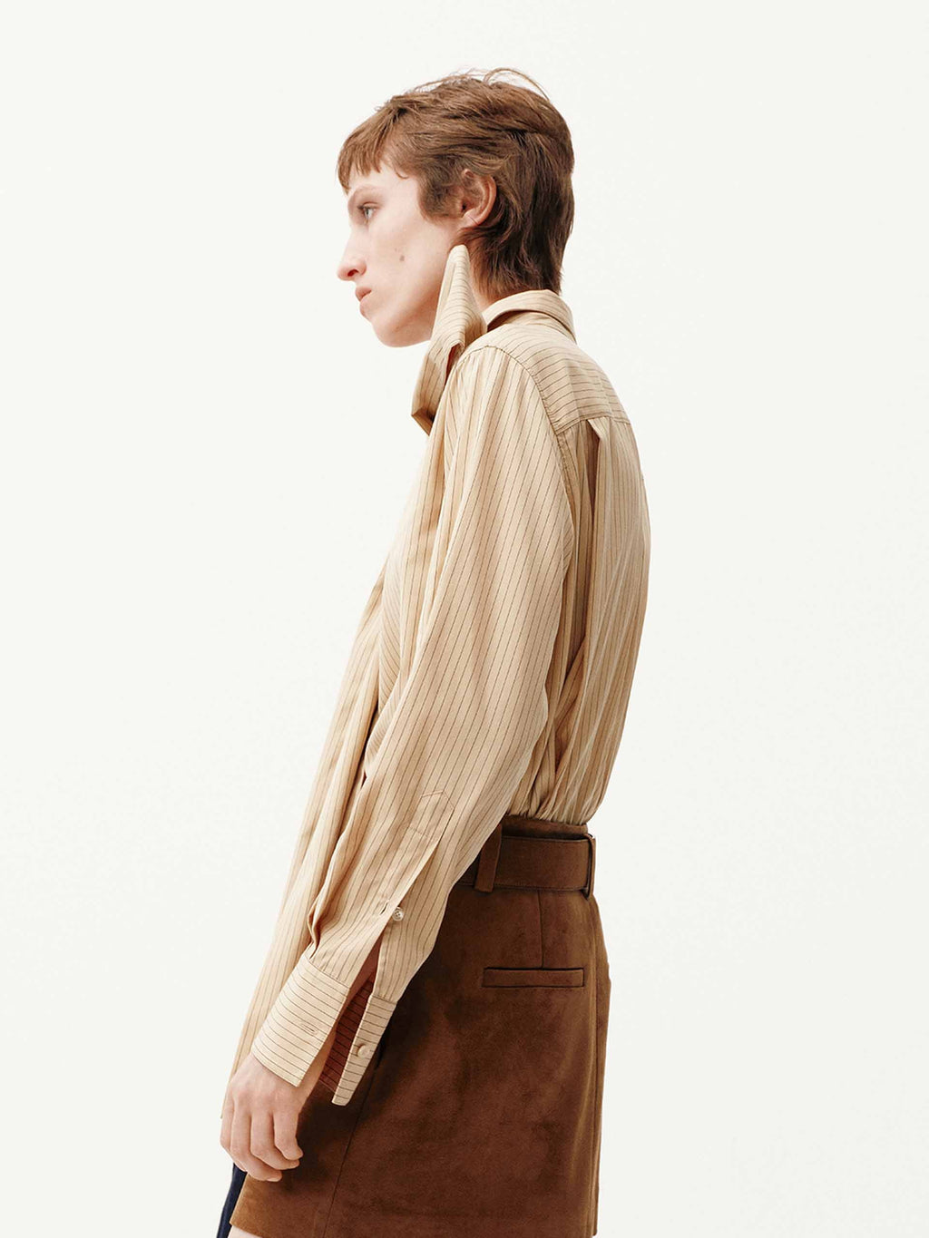 Necktie Detail Striped Shirt