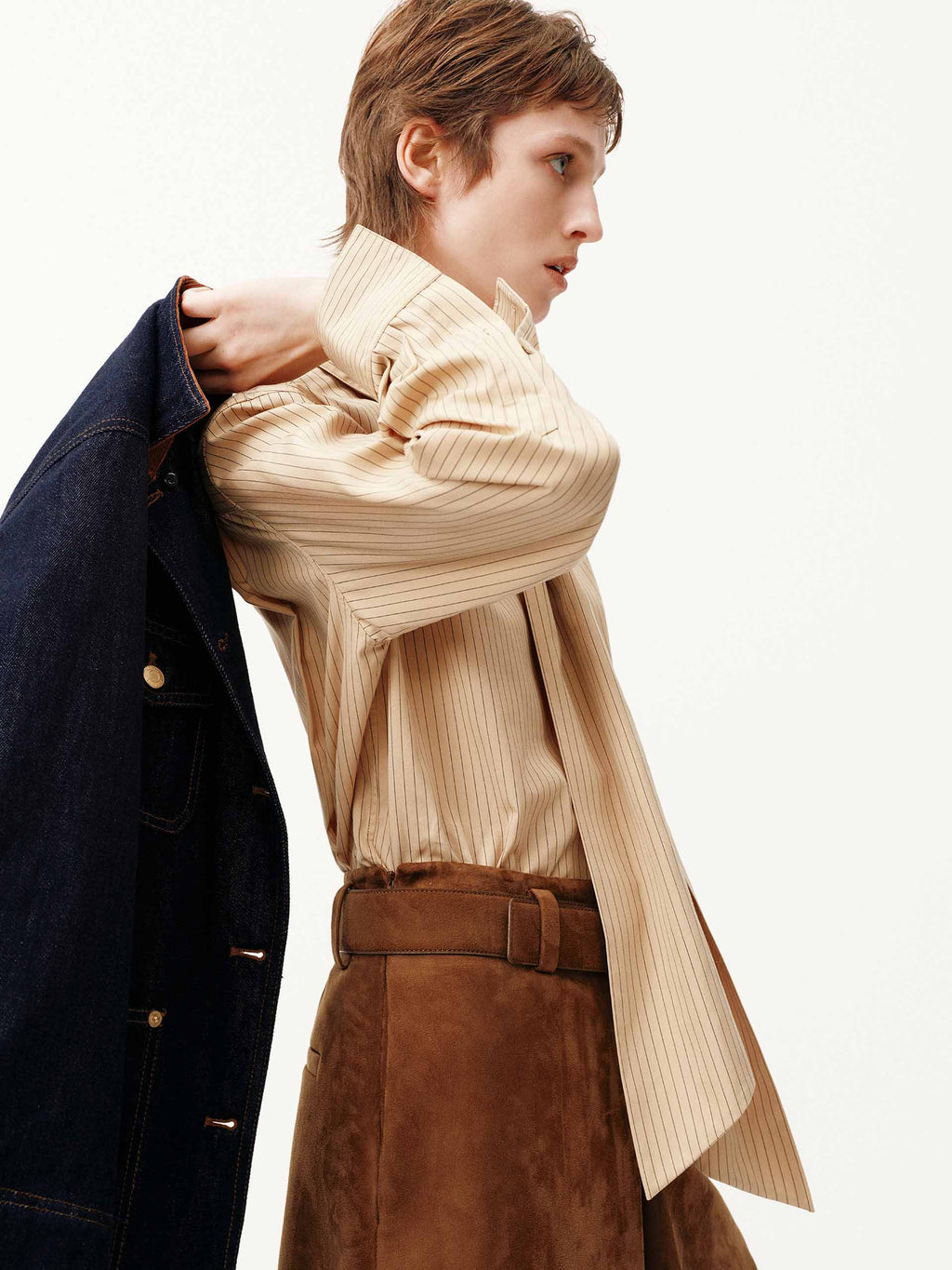 Necktie Detail Striped Shirt