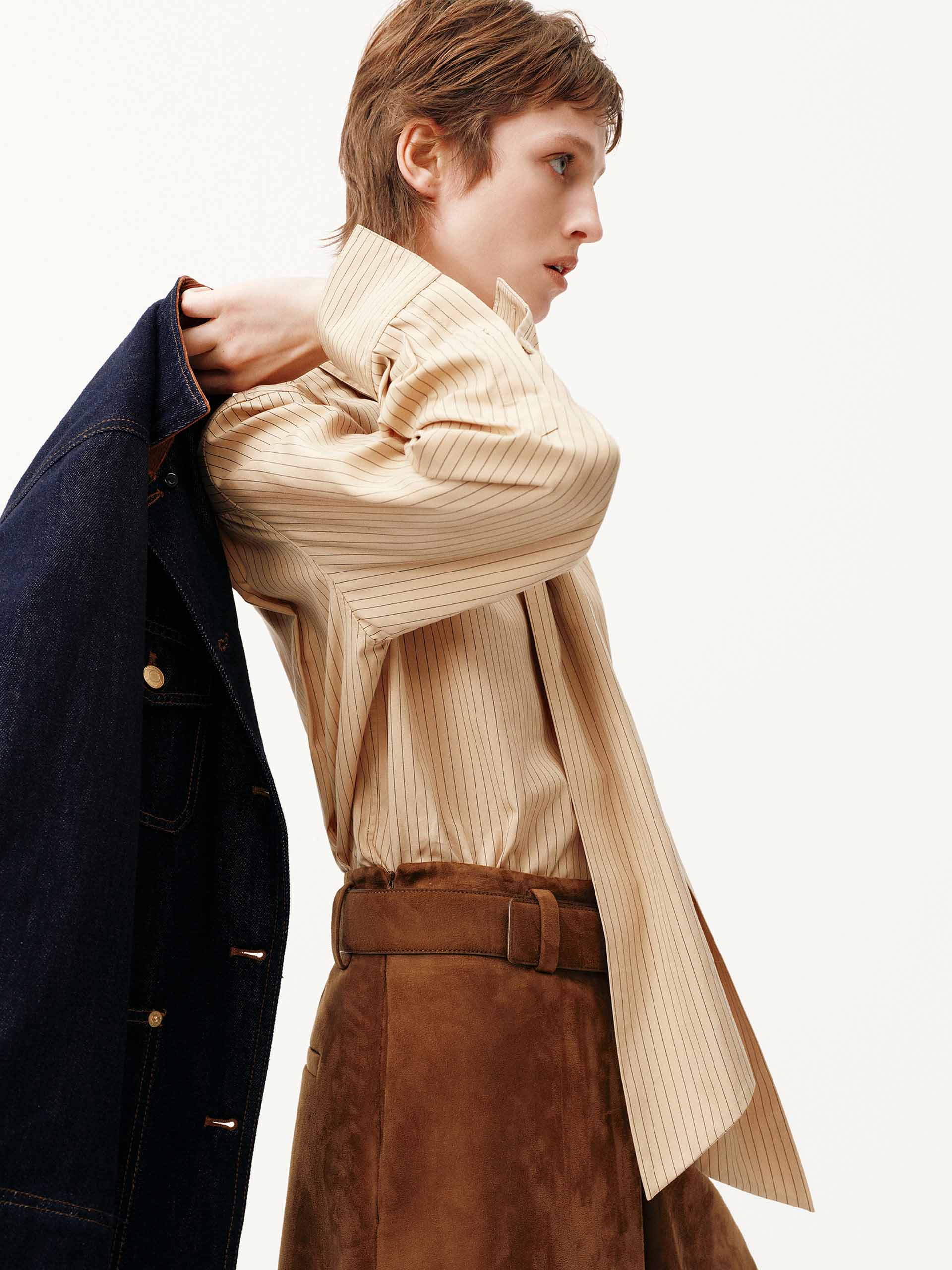 Necktie Detail Striped Shirt