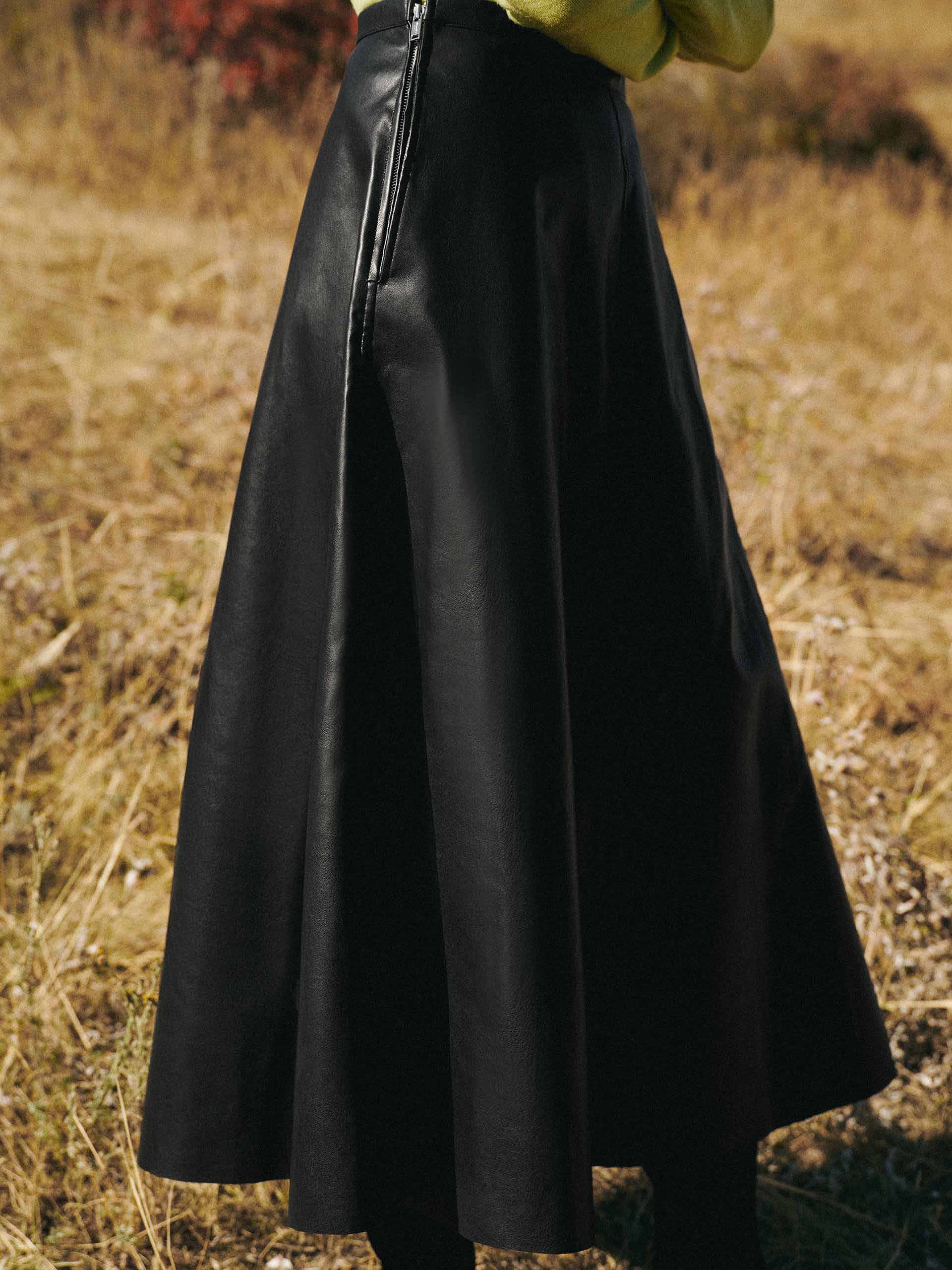 A-line PU Leather Skirt