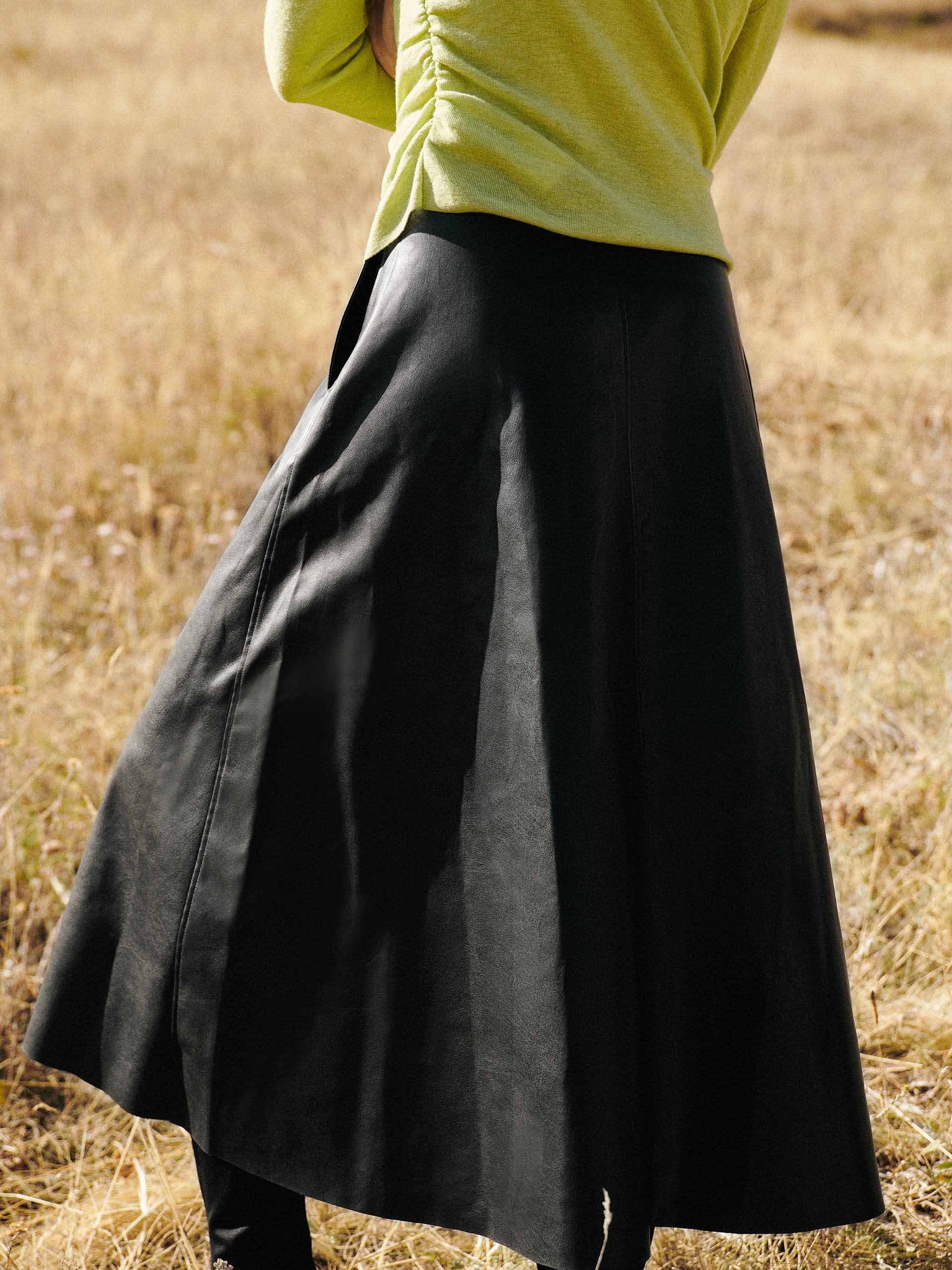 A-line PU Leather Skirt