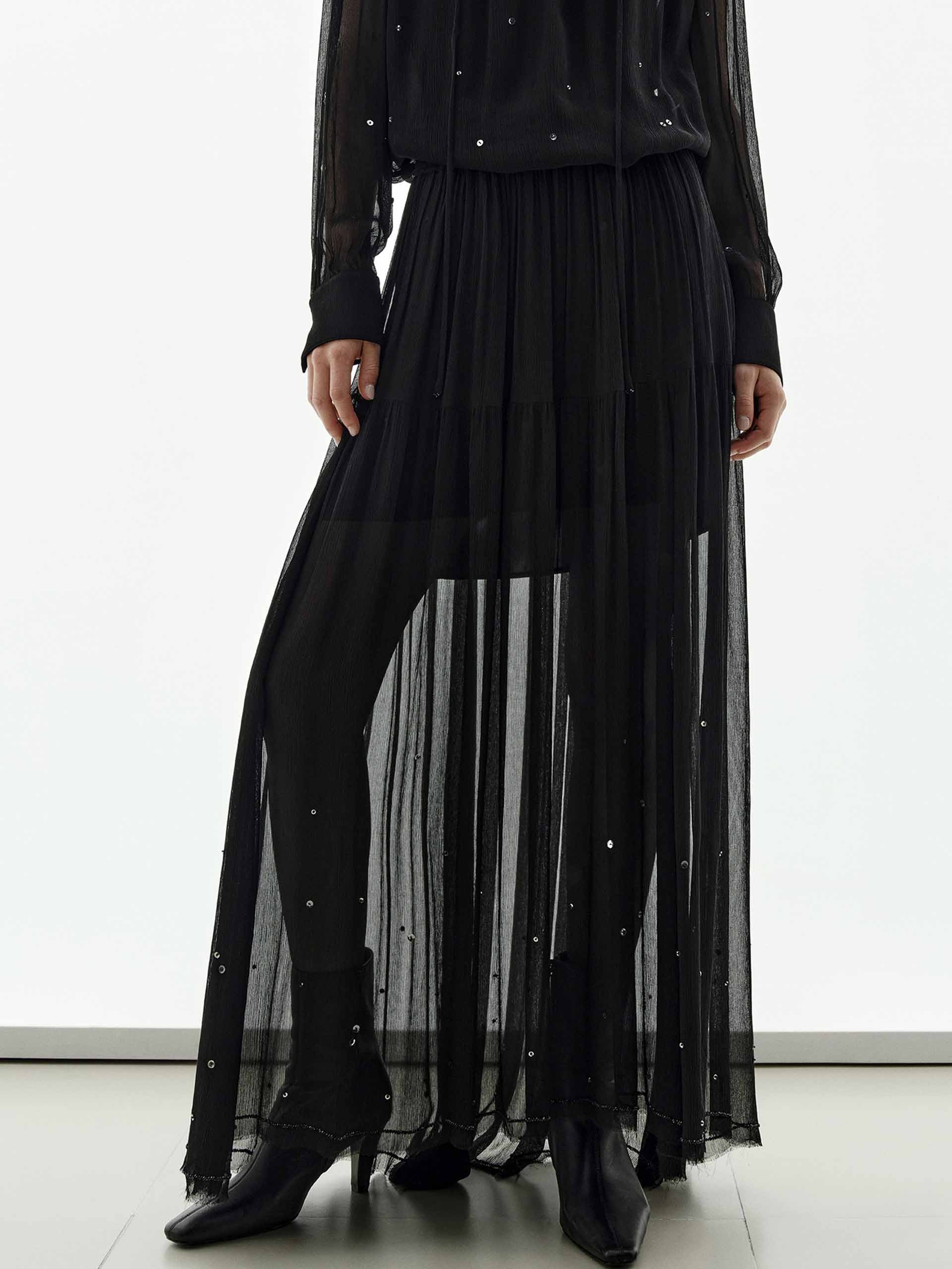 Semi-transparent Sequin Skirt