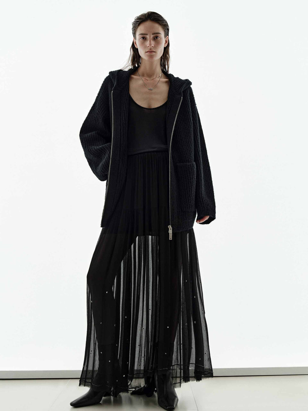 Semi-transparent Sequin Skirt
