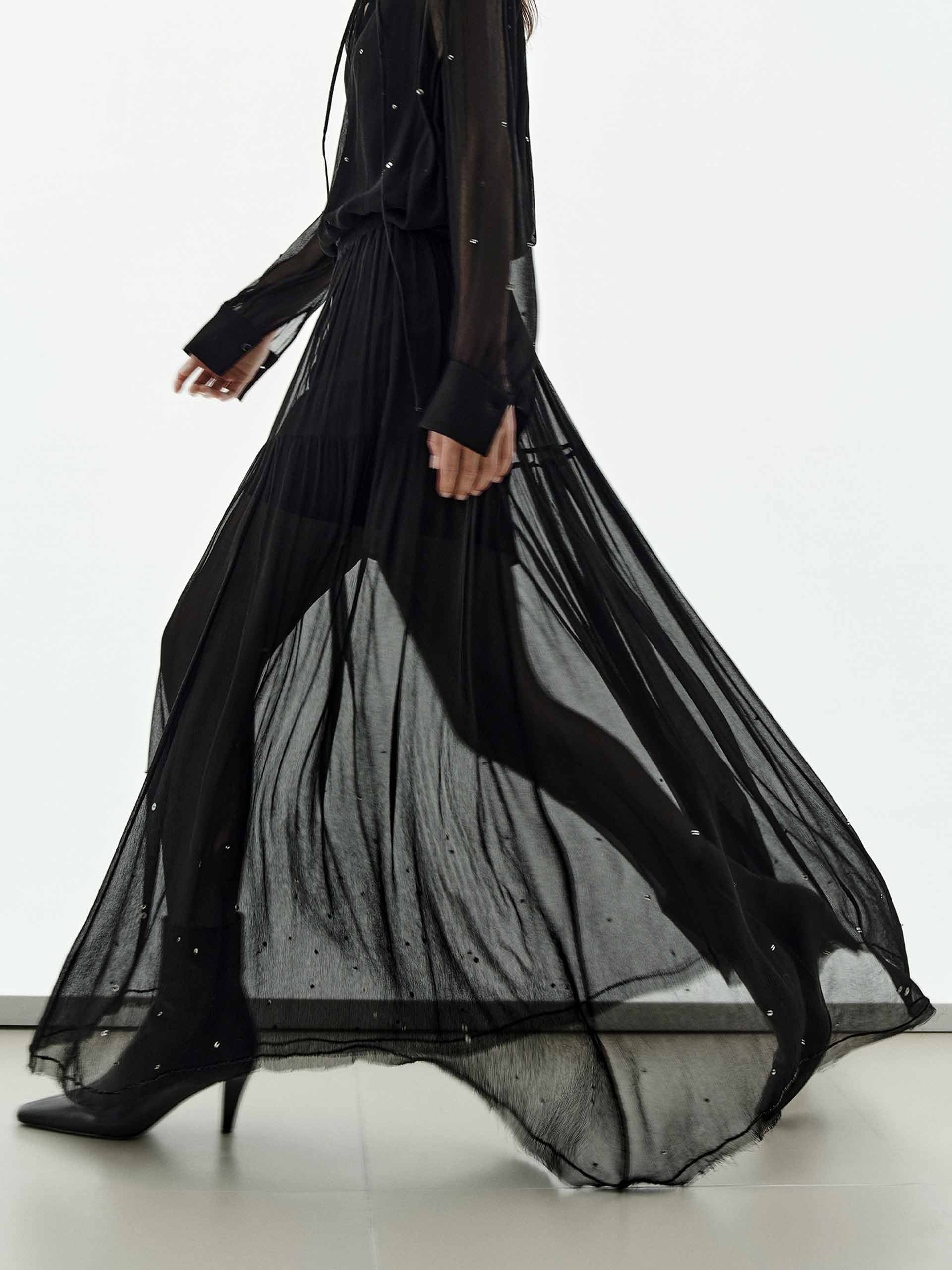 Semi-transparent Sequin Skirt