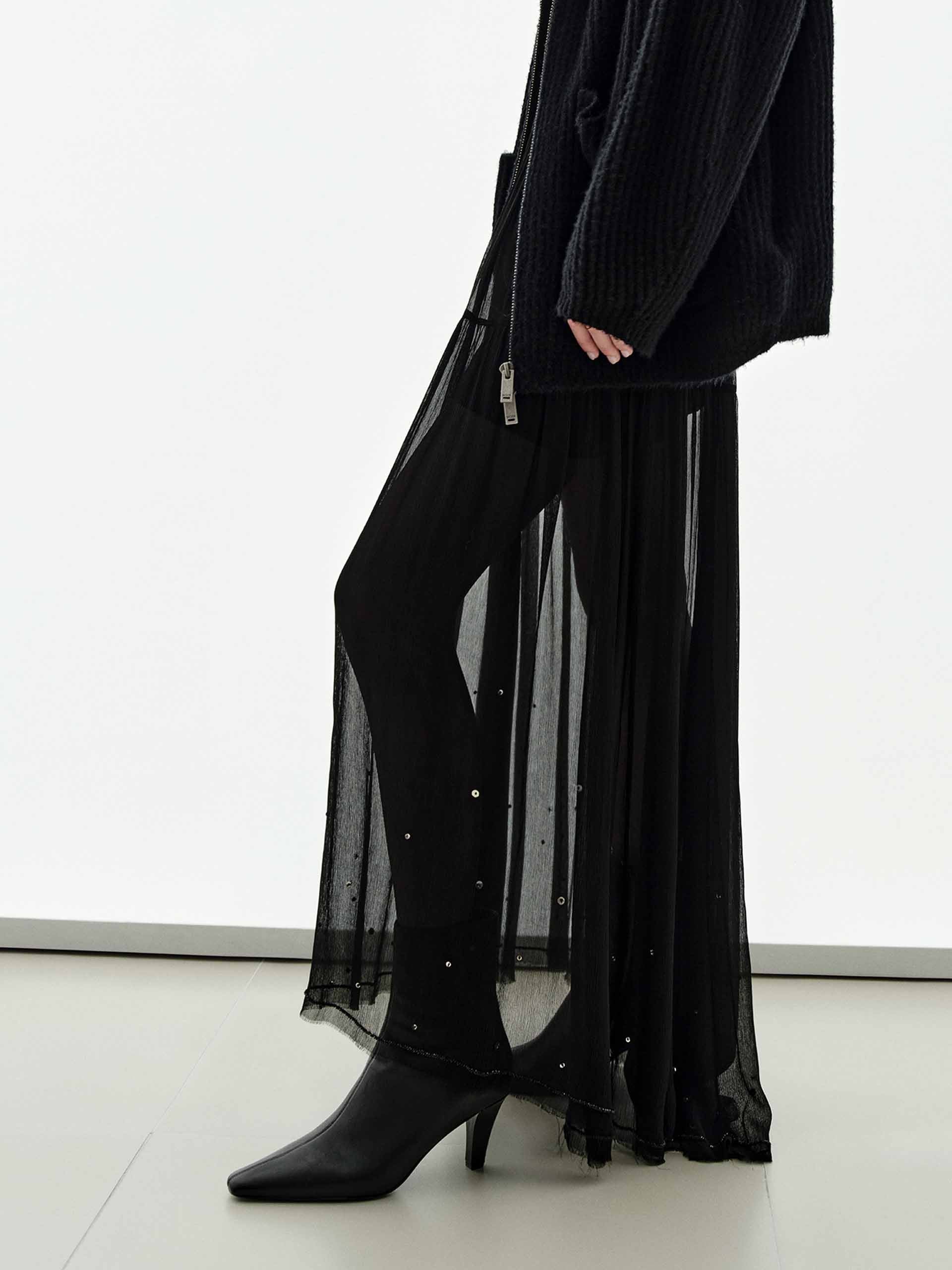Semi-transparent Sequin Skirt