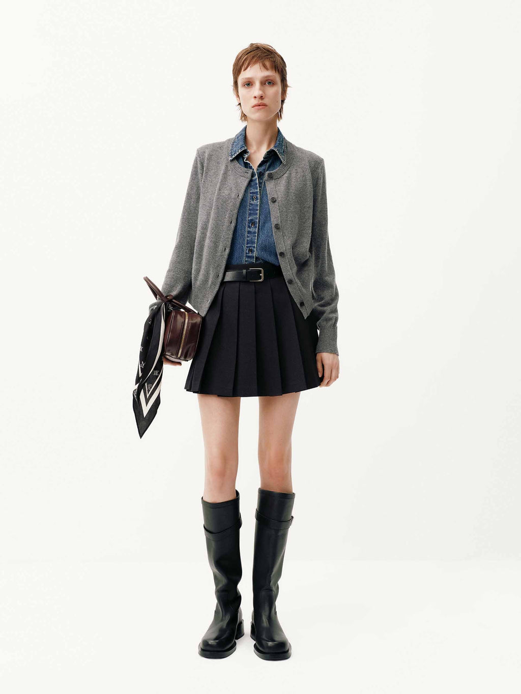 A-line Pleated Belt Skirt