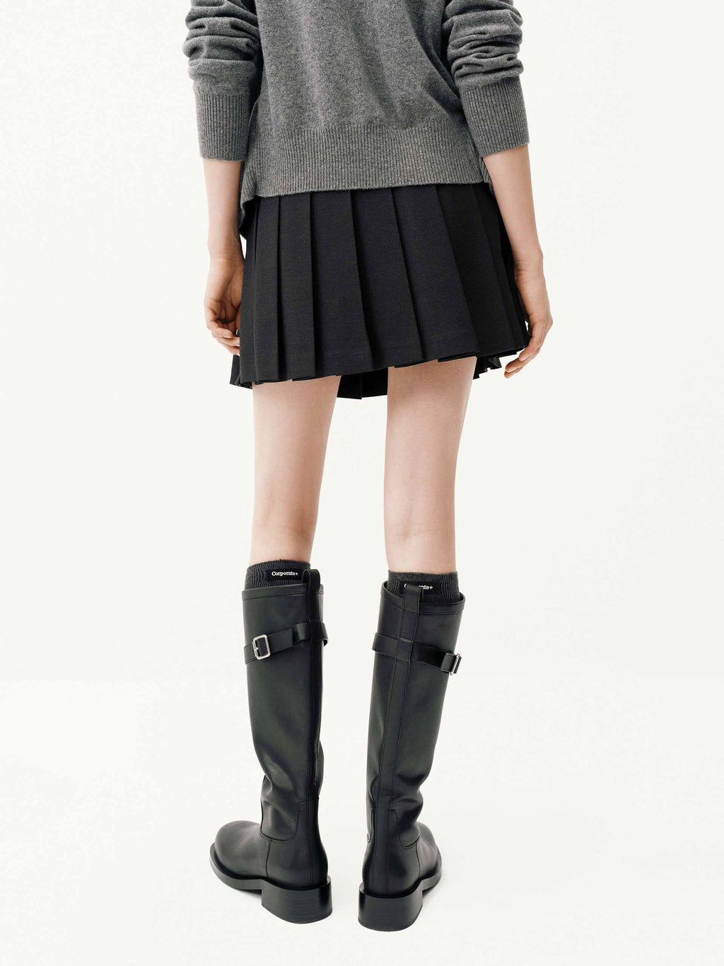 A-line Pleated Belt Skirt