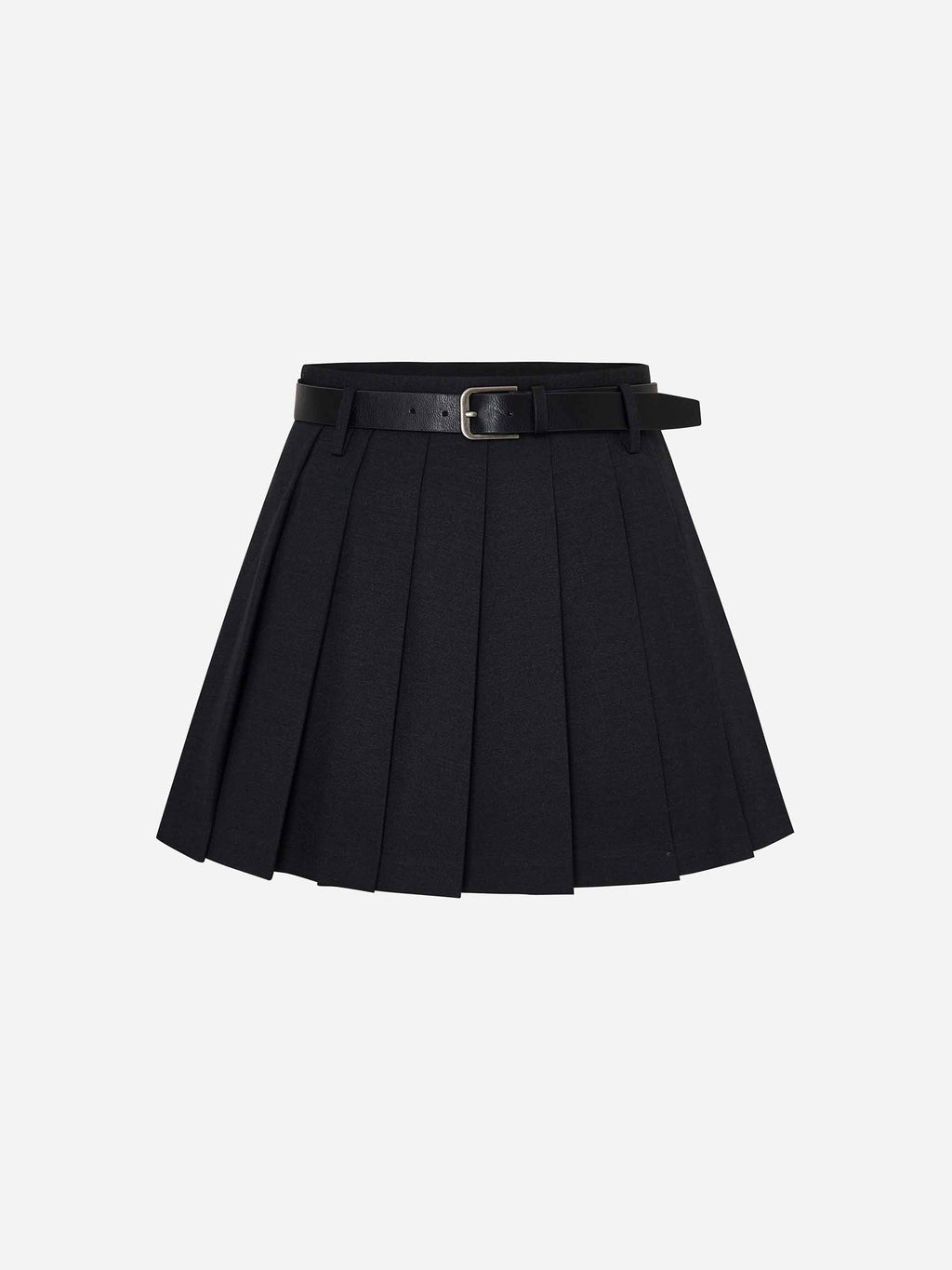 A-line Pleated Belt Skirt