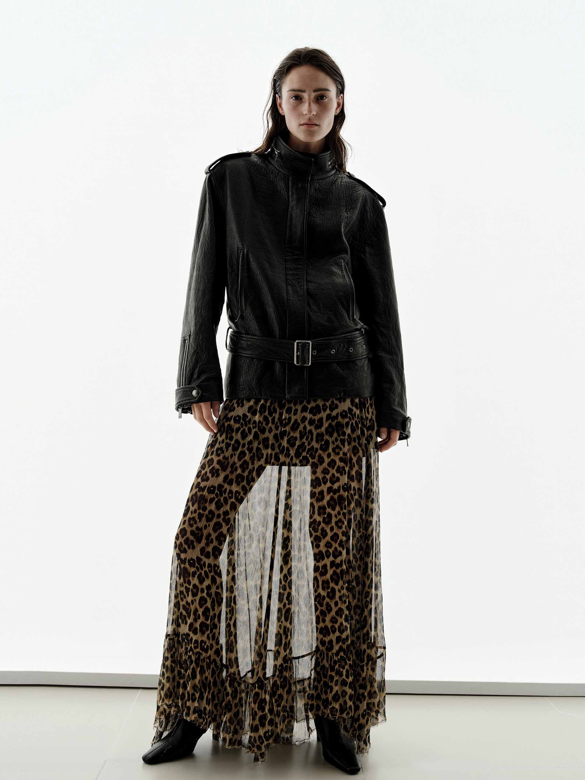 Leopard Print Pure Silk Skirt