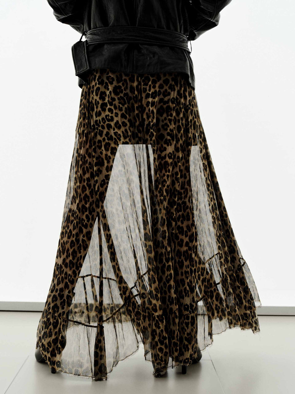 Leopard Print Pure Silk Skirt