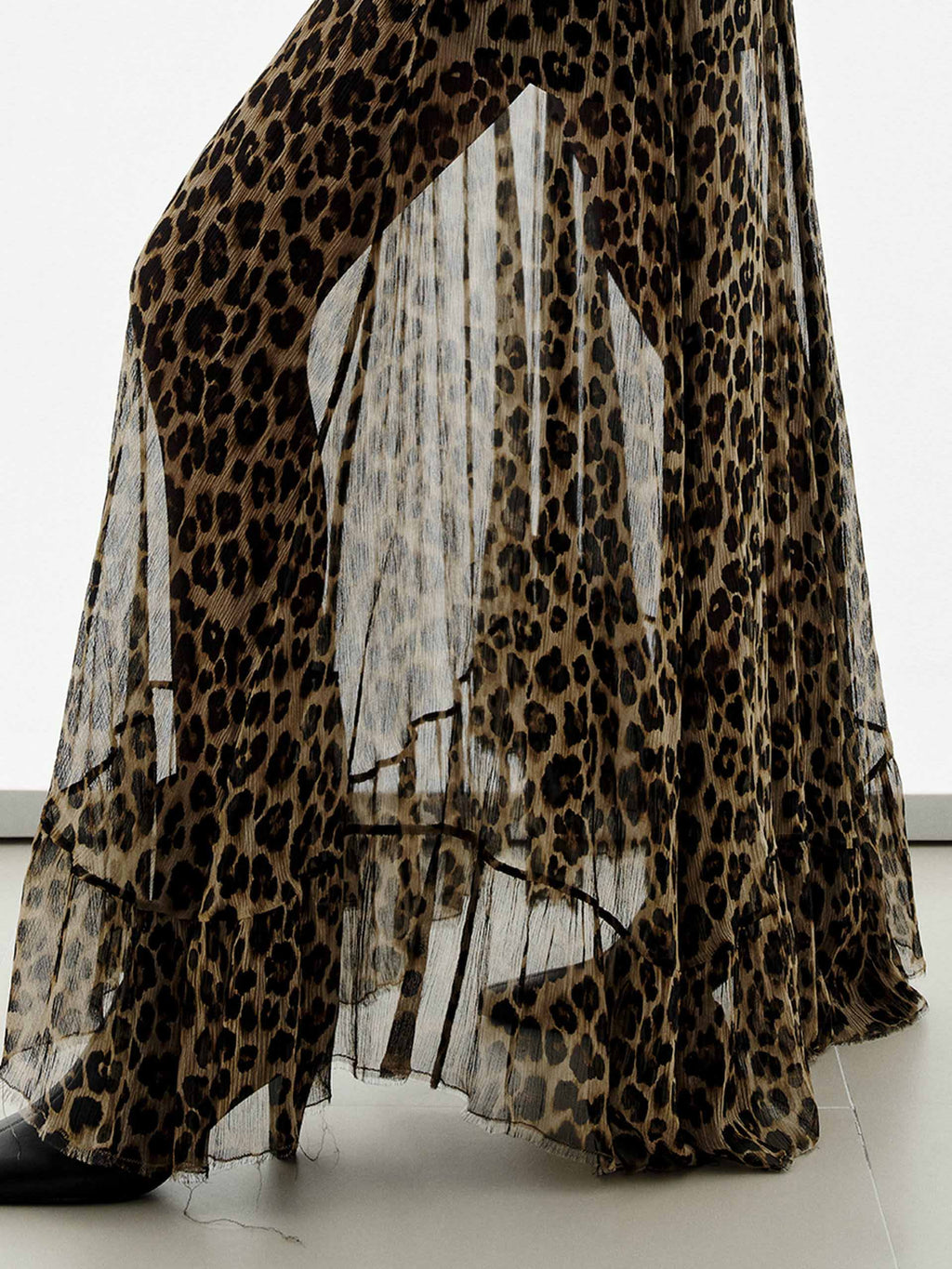 Leopard Print Pure Silk Skirt