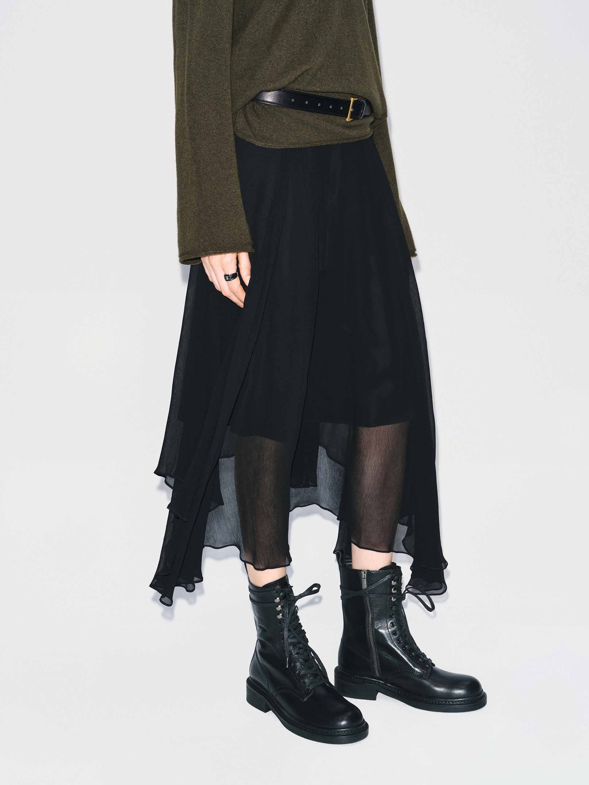 Chiffon Flowy Hem Skirt