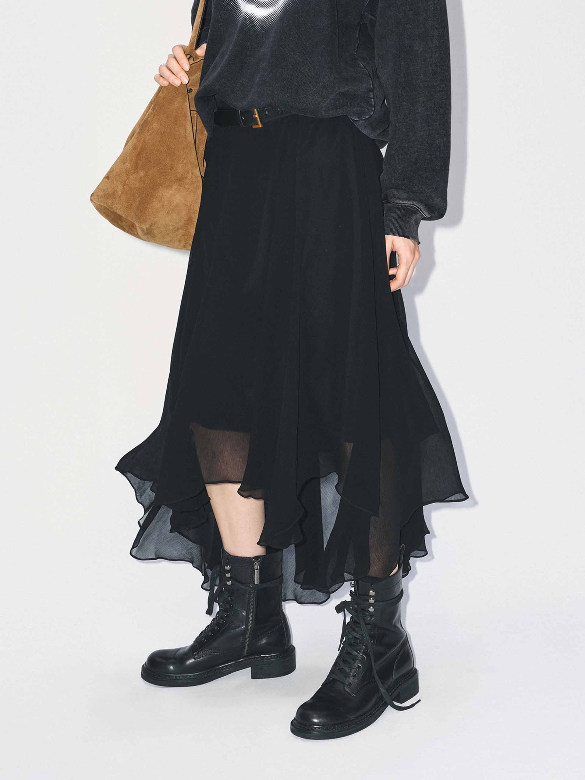 Chiffon Flowy Hem Skirt