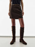 Side Zipper A-line Skirt