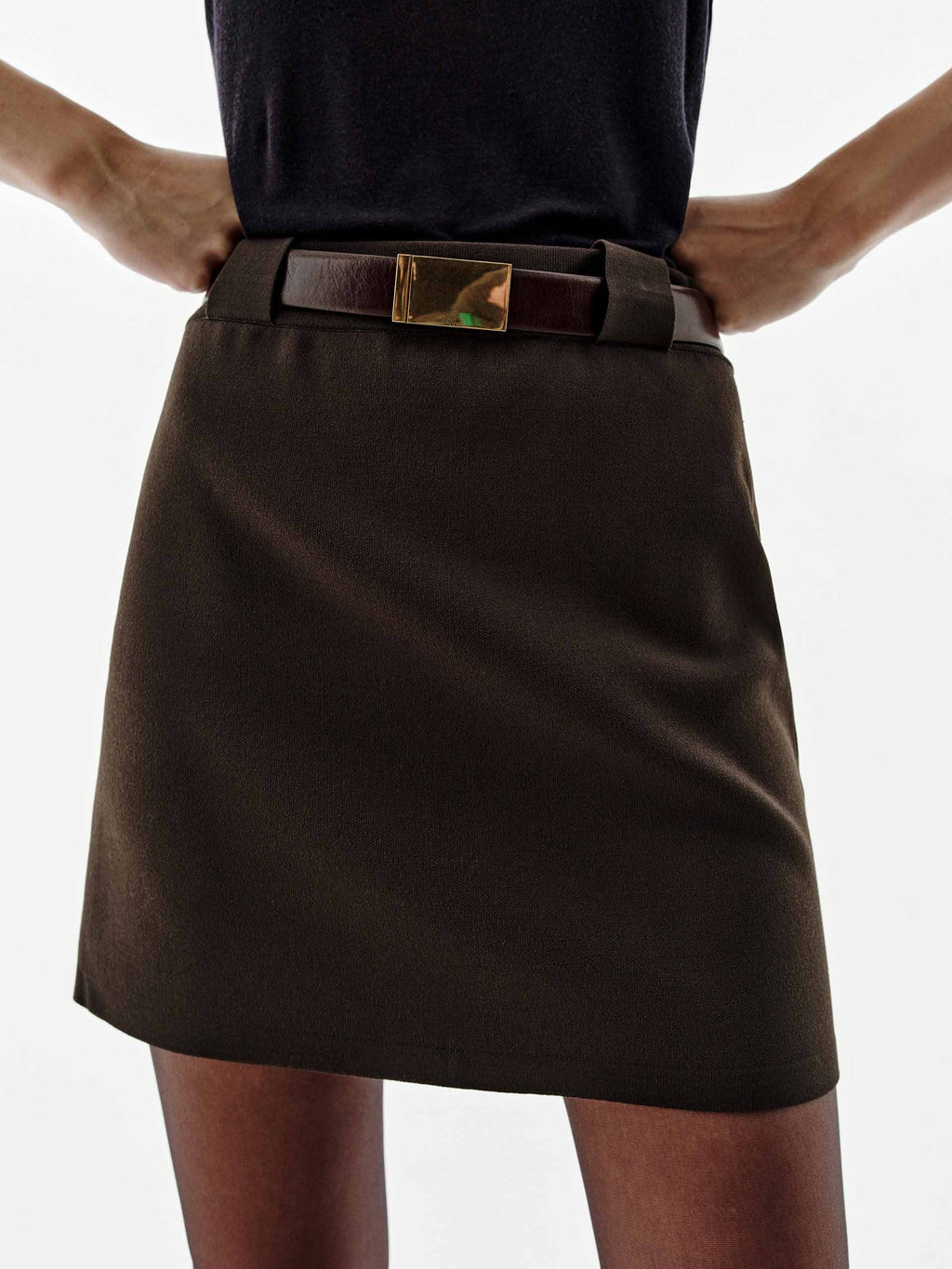 Side Zipper A-line Skirt